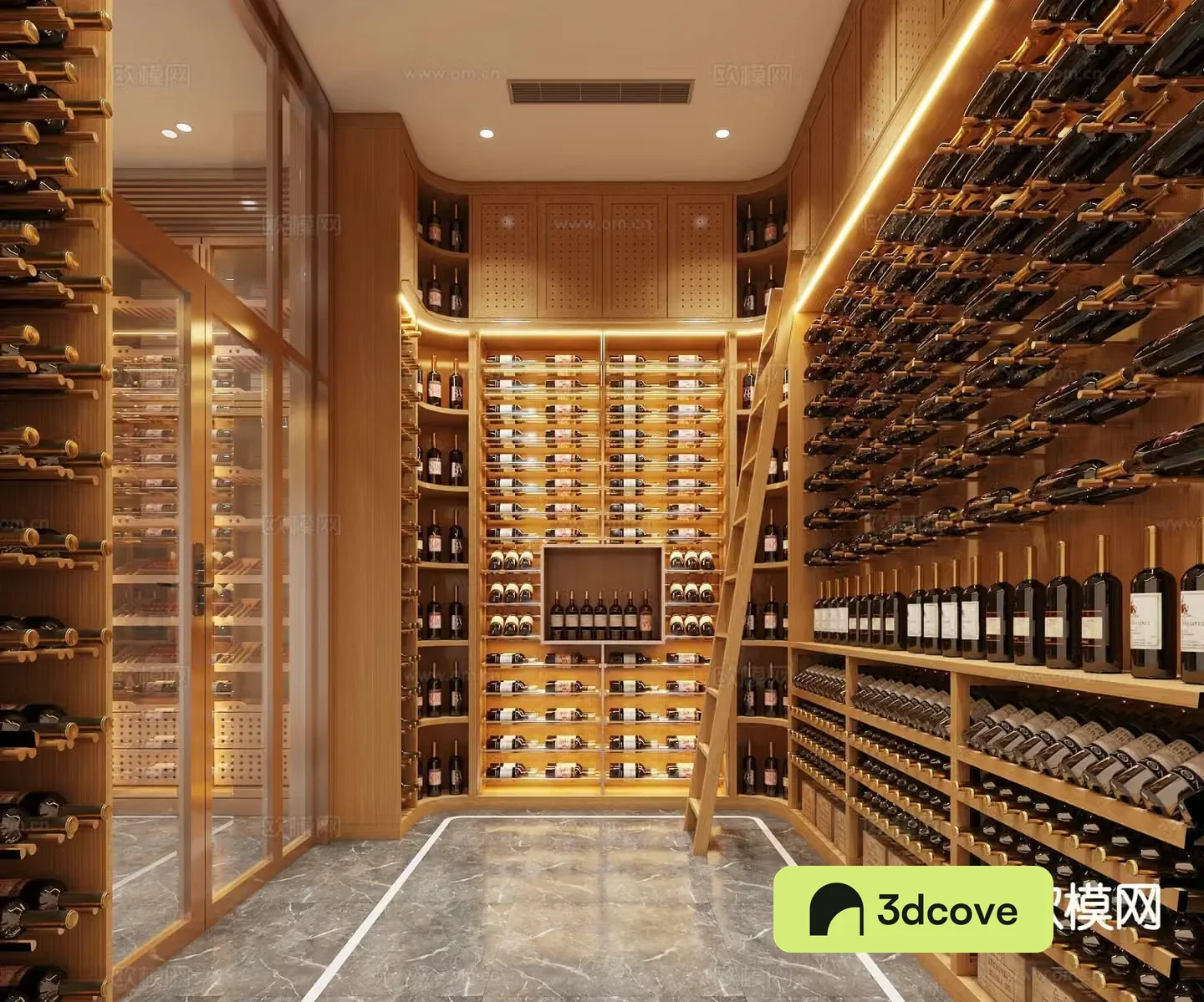 Modern red wine cellar tasting room