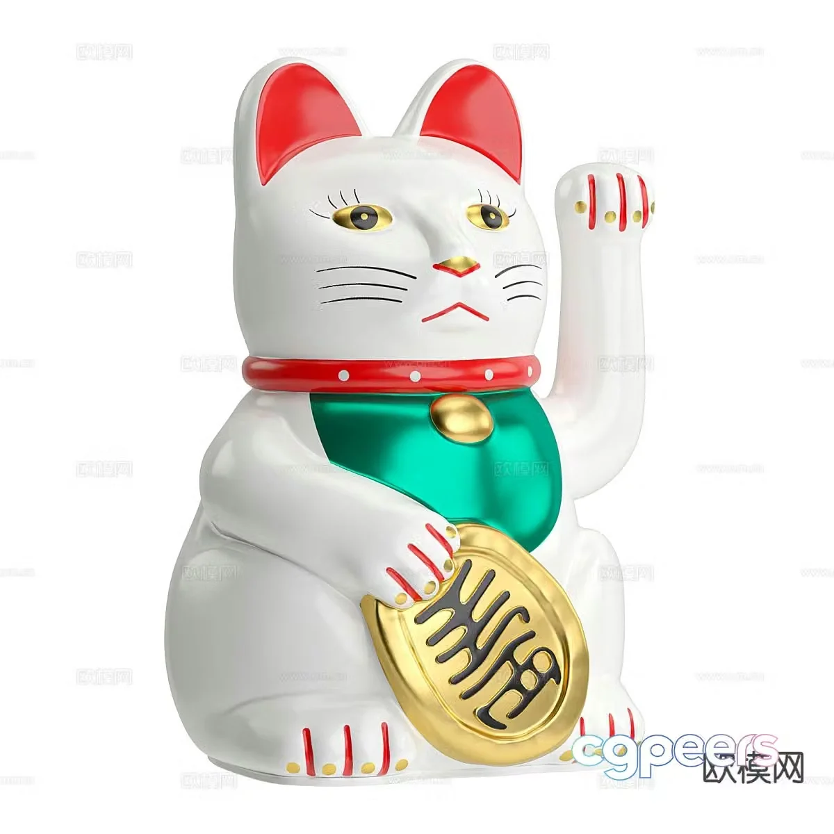 Lucky cat sculpture 3d model