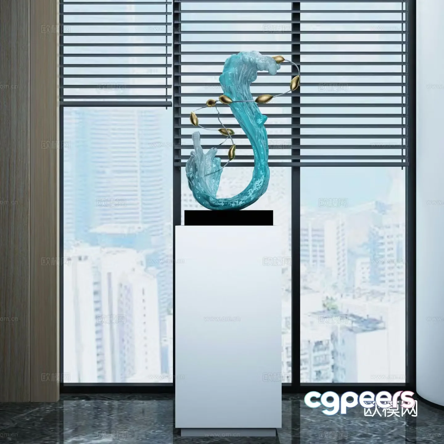 Wave sculpture art ornament 3d model