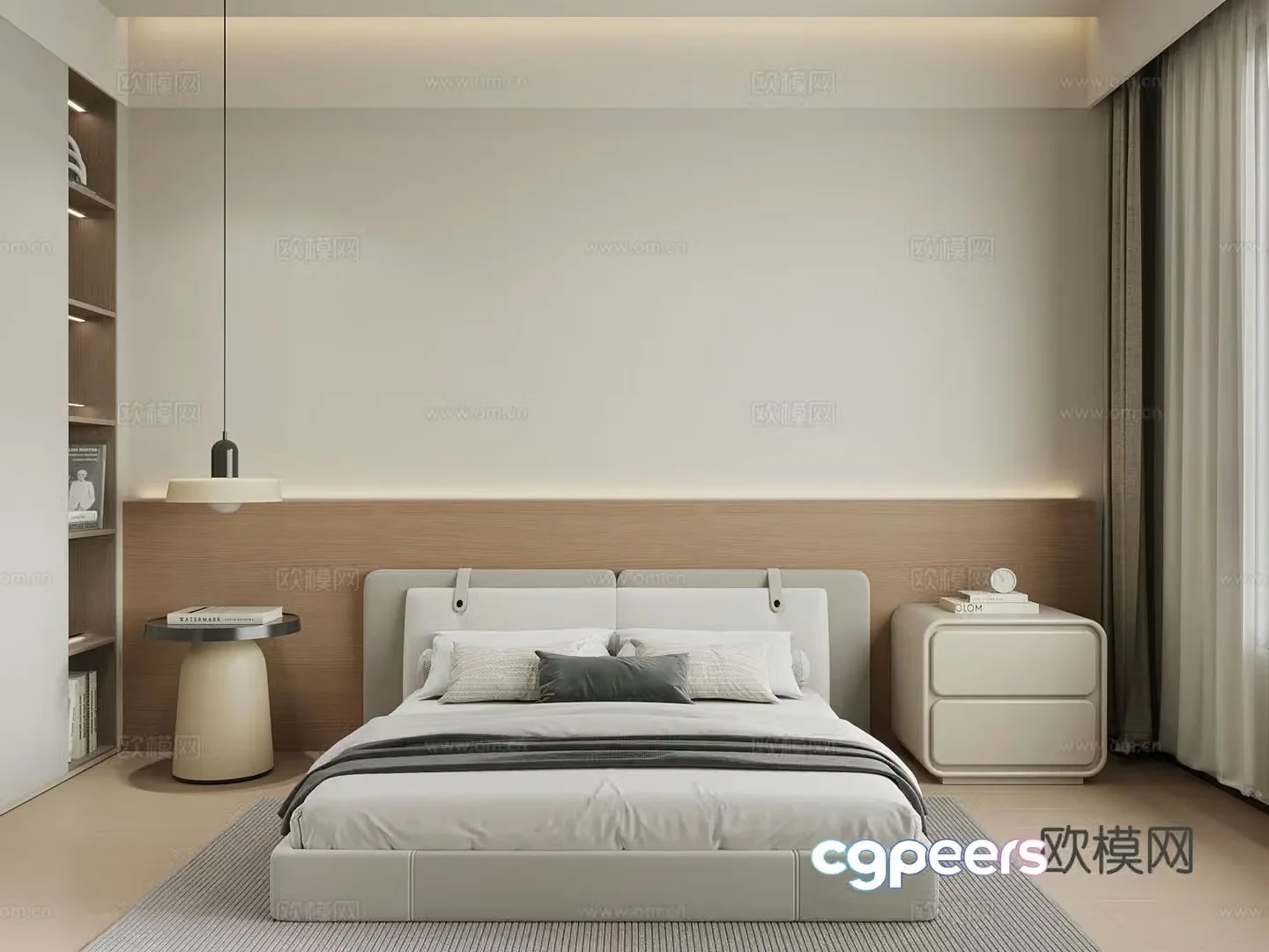 Modern bedroom Double bed Wardrobe 3d model
