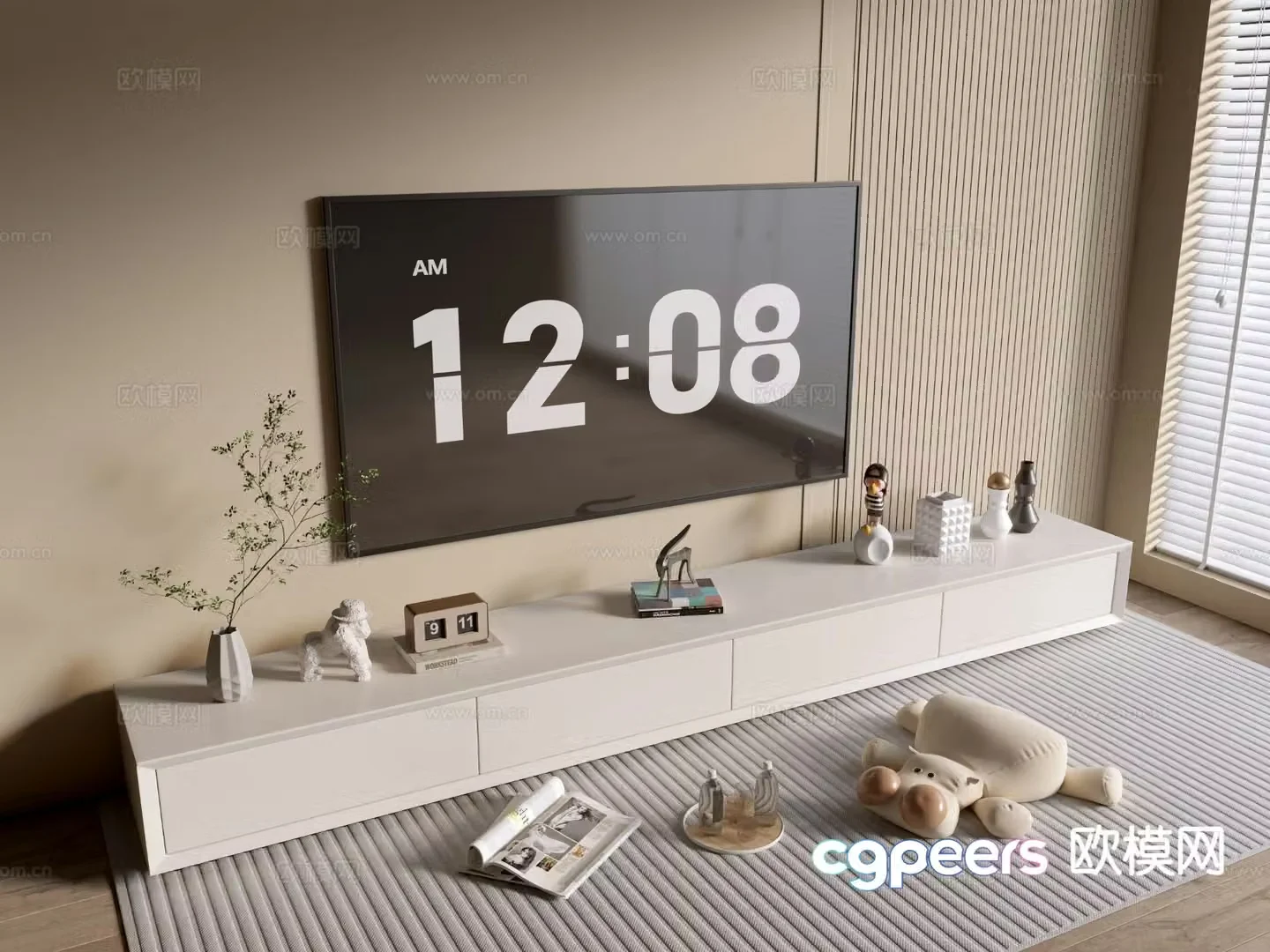 Cream style TV cabinet 3d model