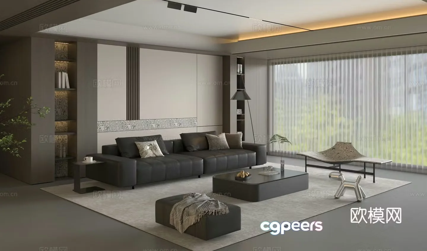 Modern Italian living room Italian home living room Italian sofa coffee table combination 3D model