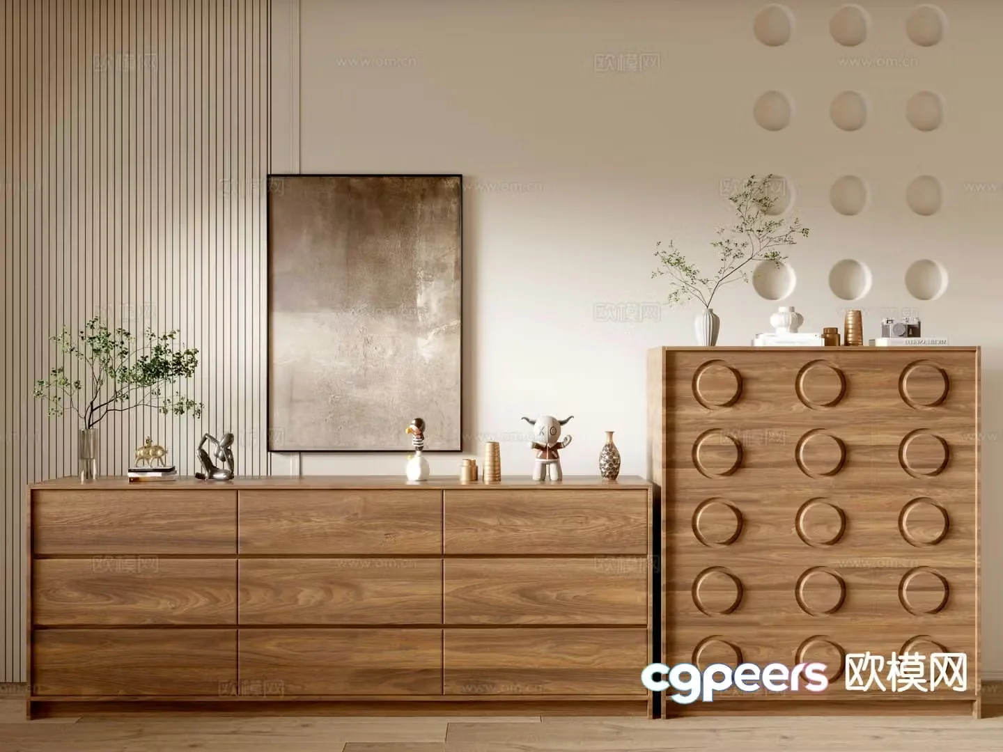 Wabi-sabi entrance cabinet side cabinet 3D model