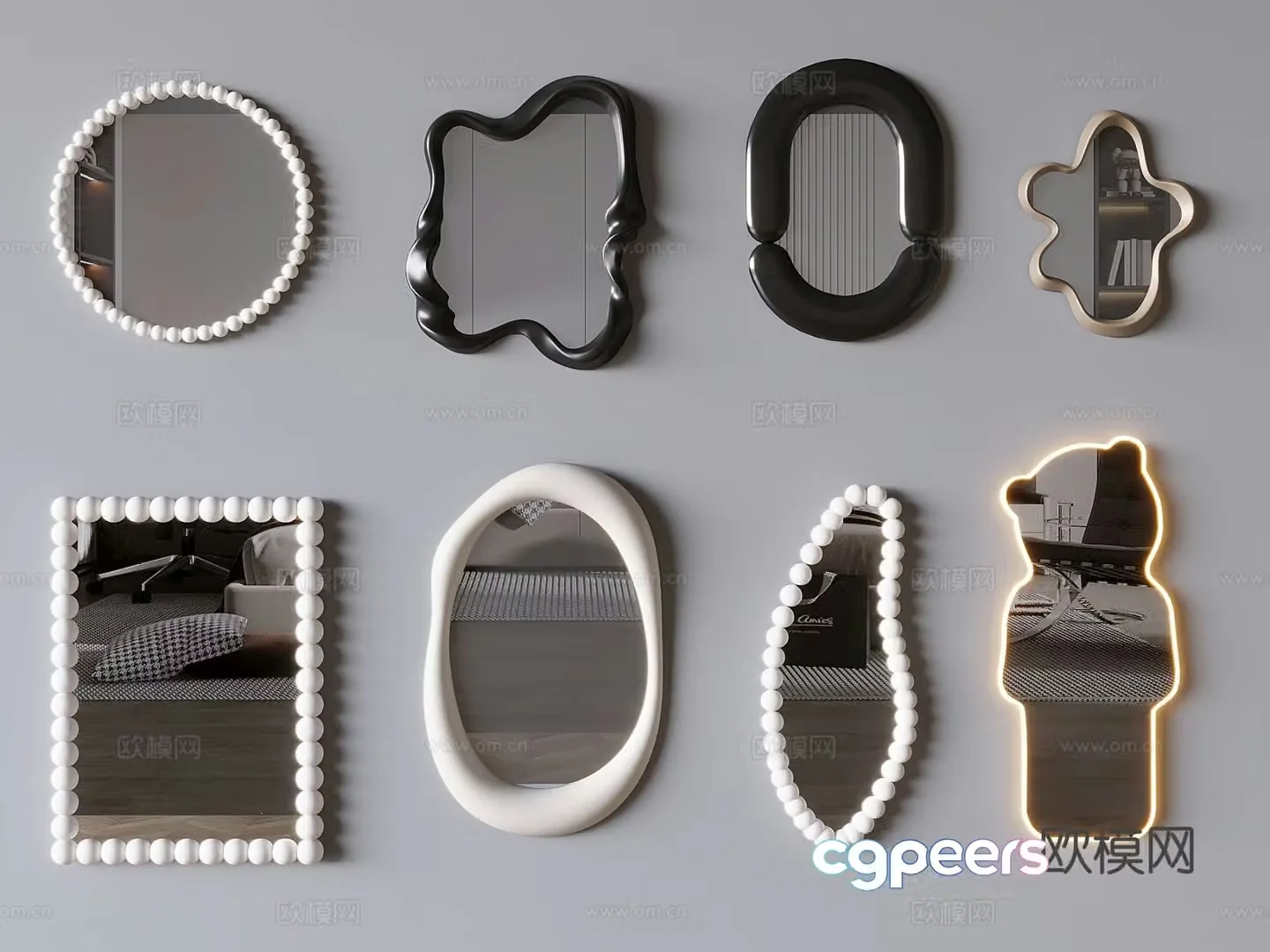Smart mirror cosmetic mirror special-shaped mirror full-length mirror 3D model