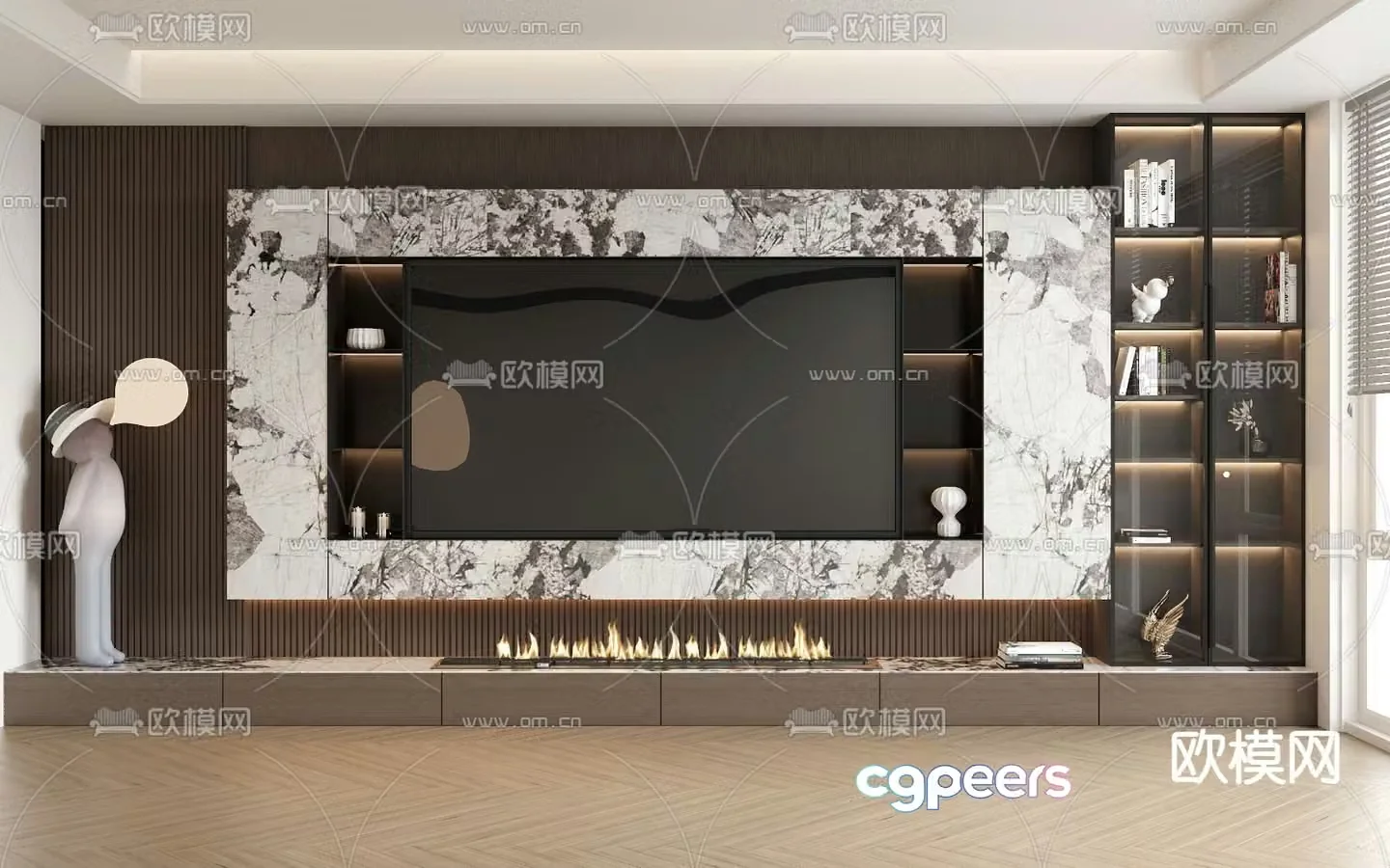 Modern TV background wall 3d model