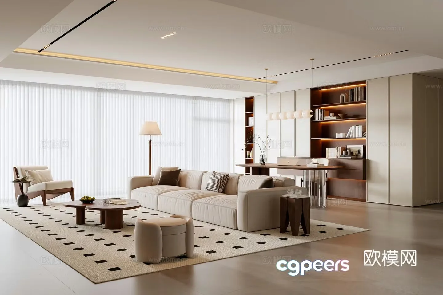 Middle-aged living room 3d model