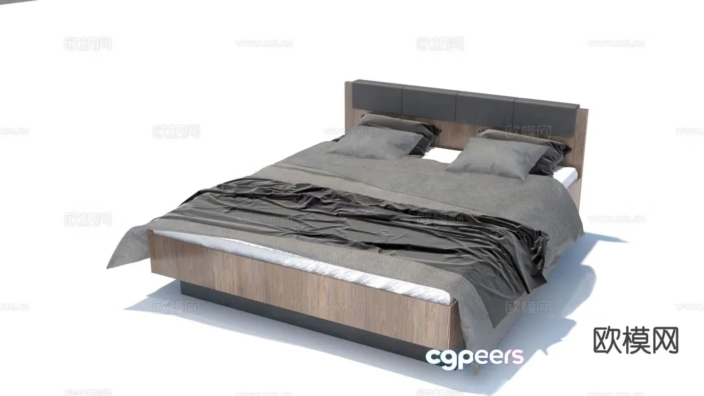 Modern double bed 3d model