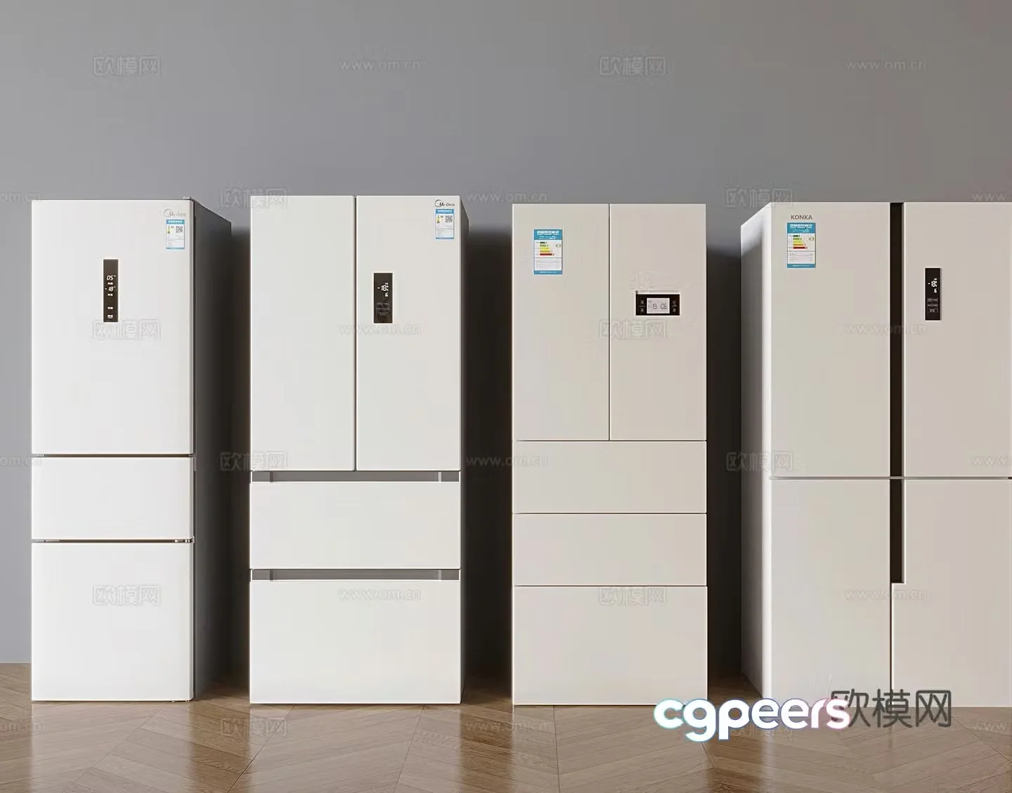 Modern refrigerator smart refrigerator freezer 3d model