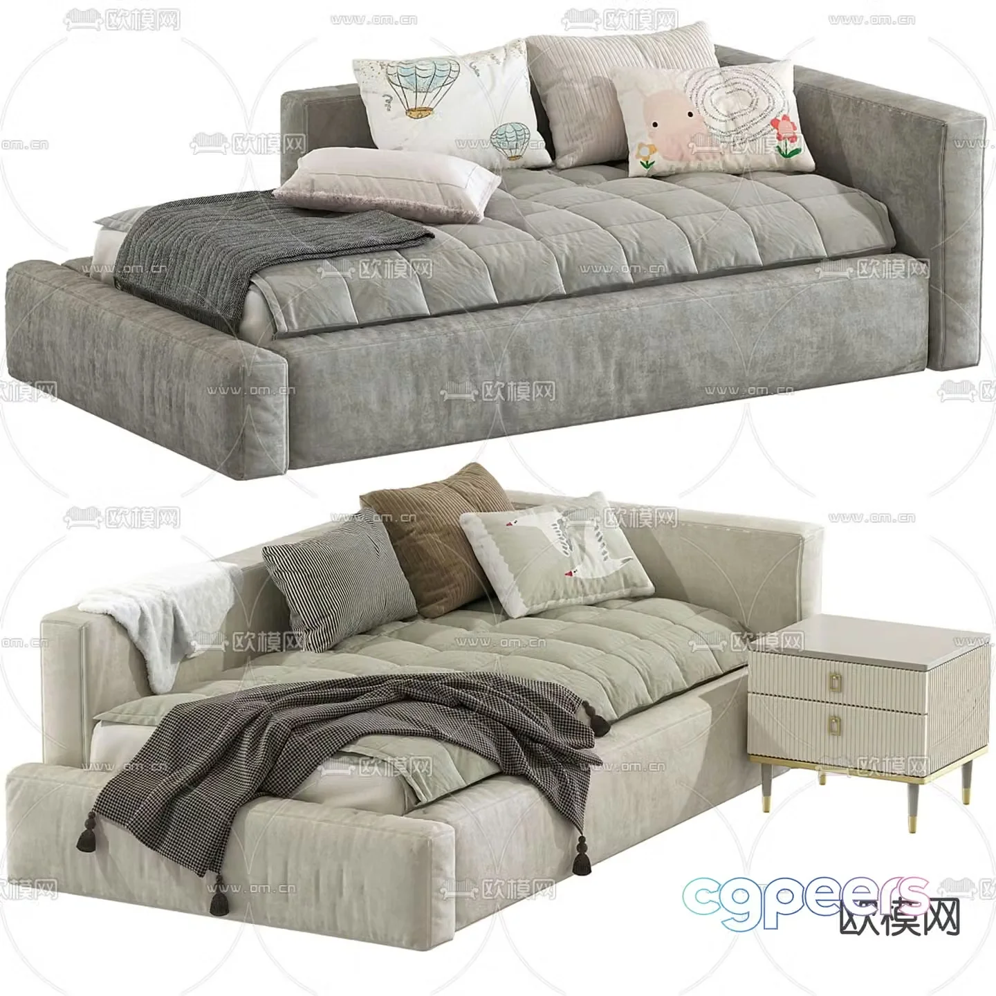 Fabric sofa bed 3d model