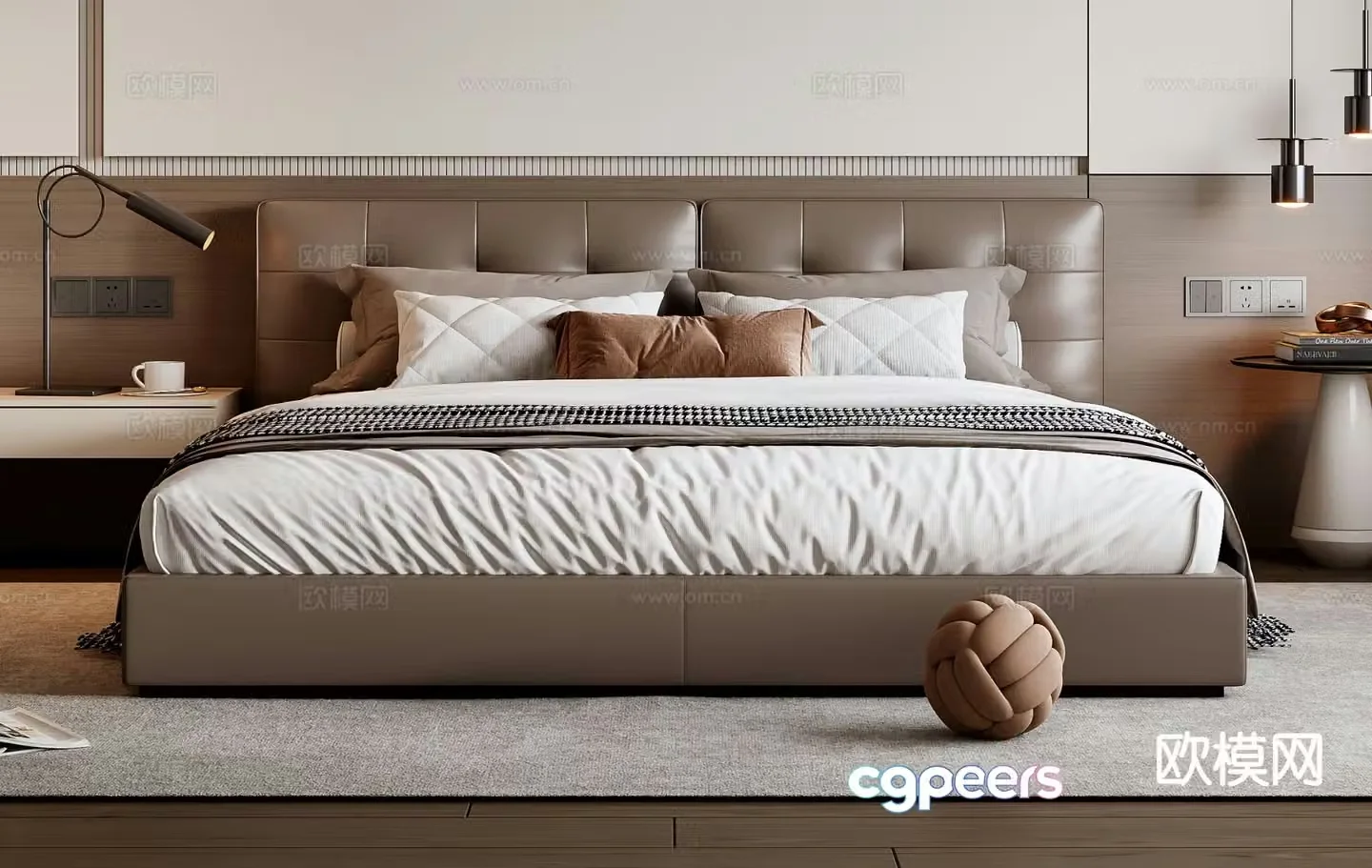 Italian double bed 3d model