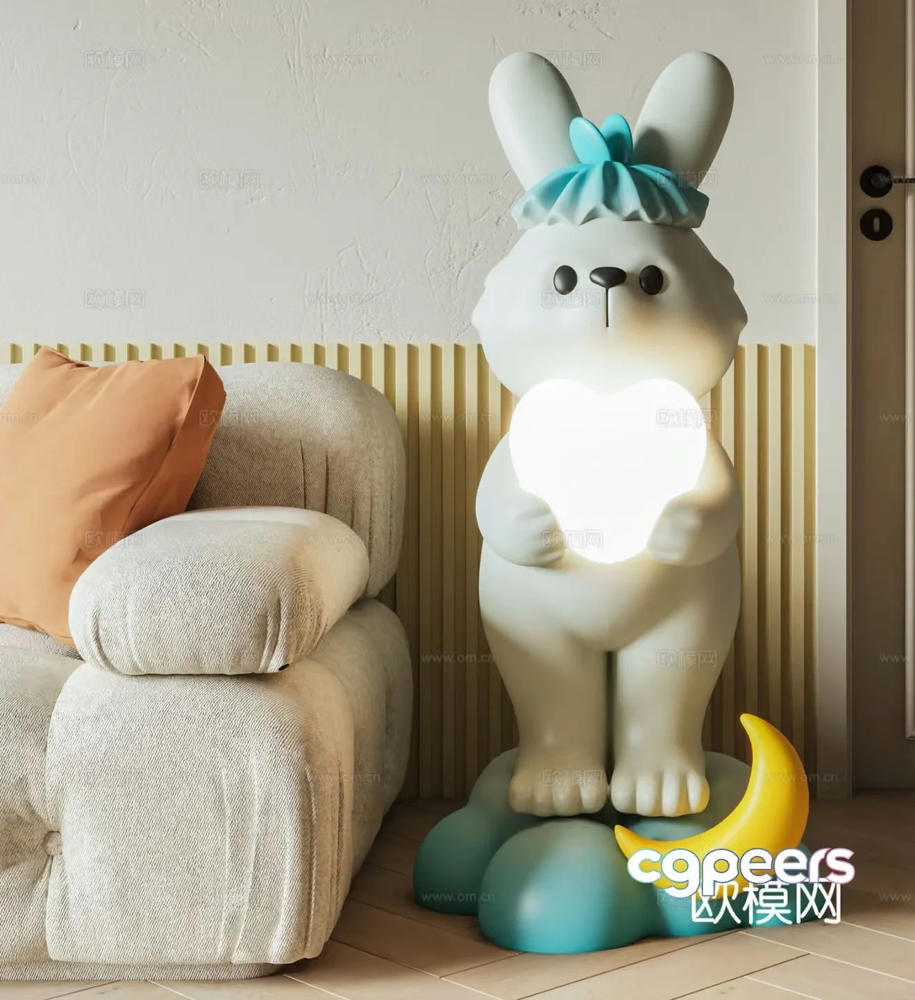 Rabbit trendy toy sculpture doll cartoon ornament 3d model
