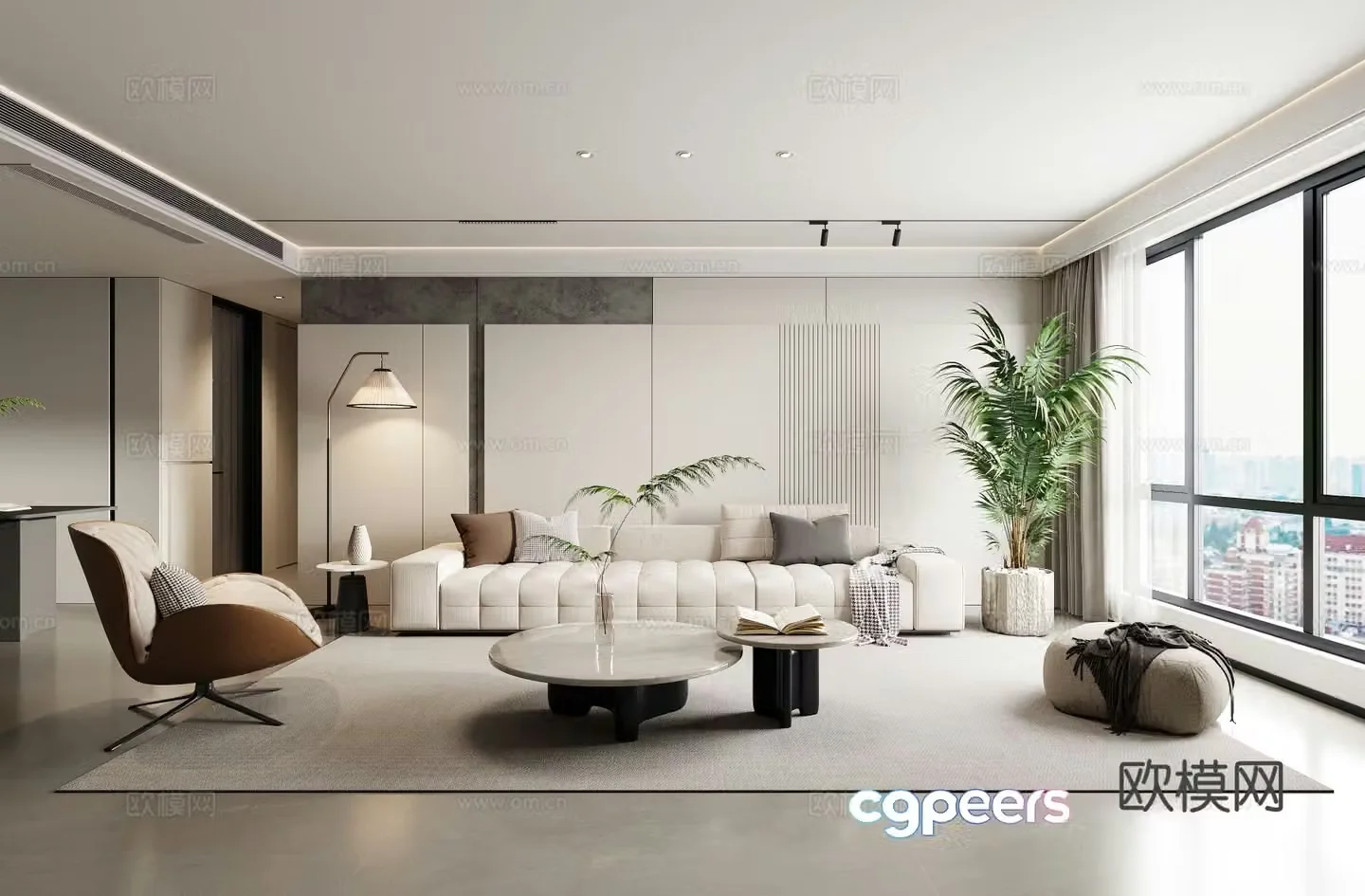 Modern minimalist living room combination sofa leisure chair 3d model