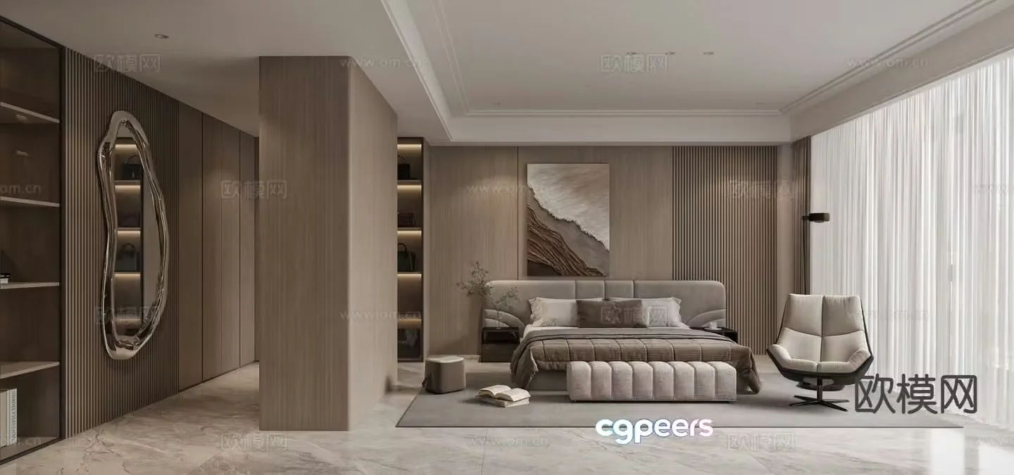 Italian light luxury bedroom master bedroom 3D model
