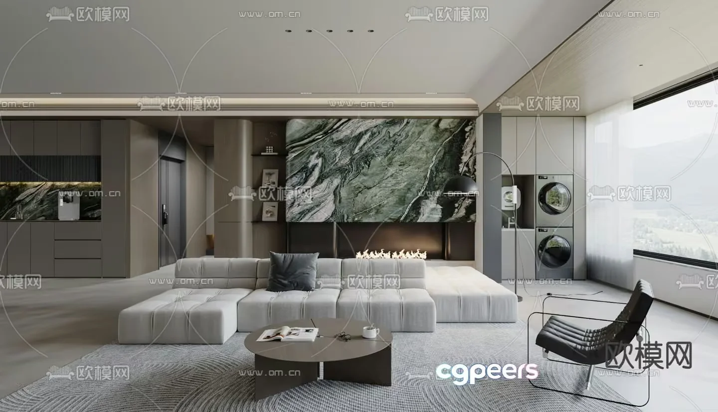 Modern Living Room 3D Model – 13031 – VRAY Render