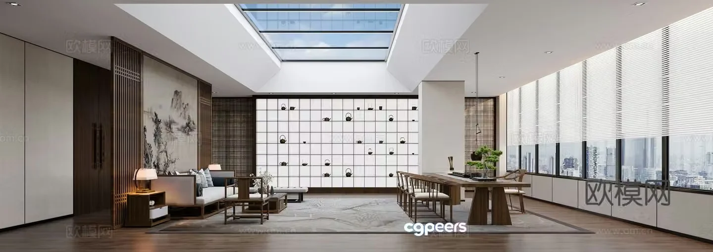 New Chinese-style office tea room 3D model