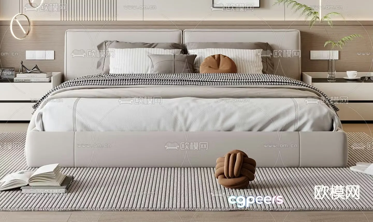 Modern double bed 3d model