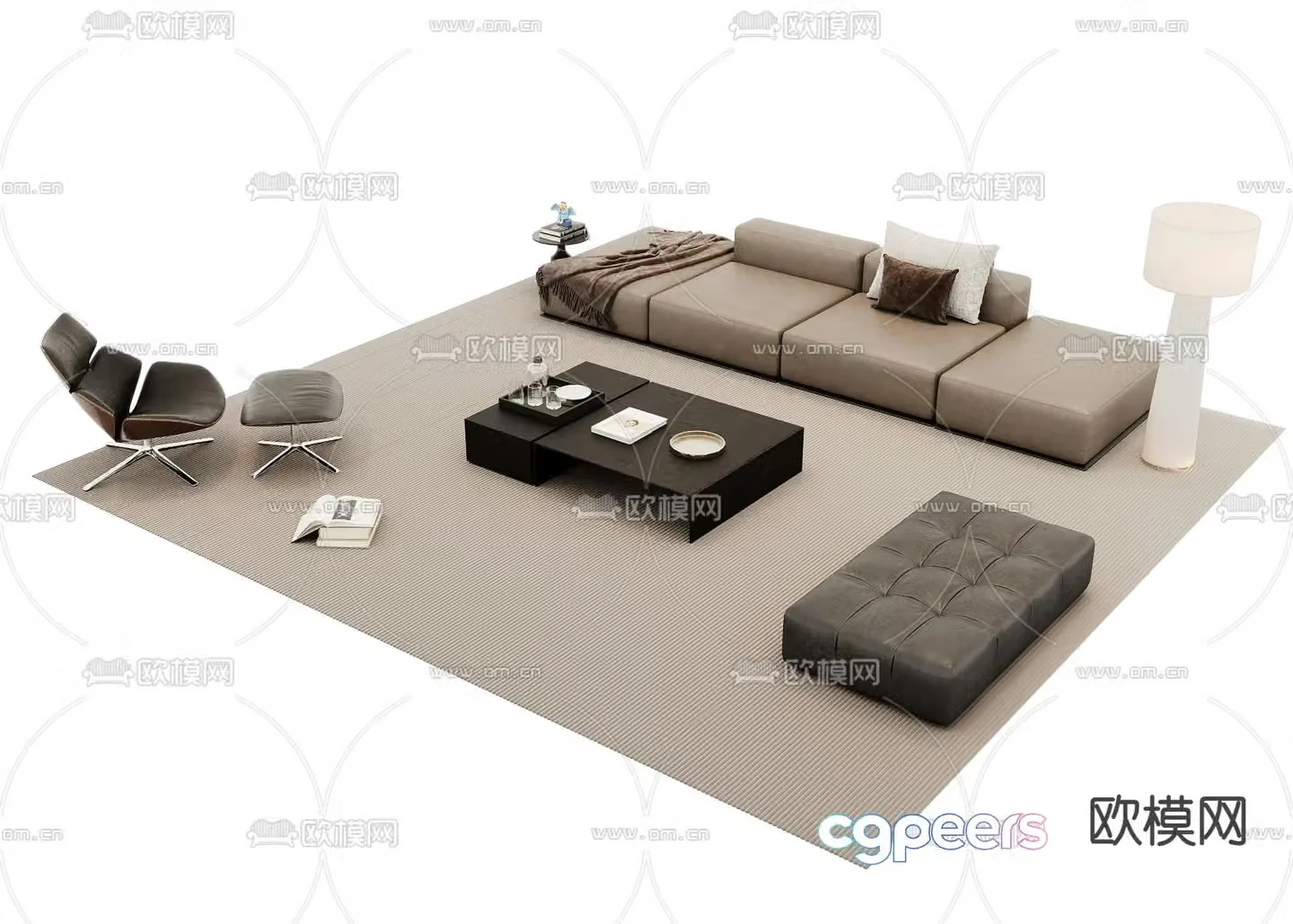 Modern modular sofa leather sofa 3d model
