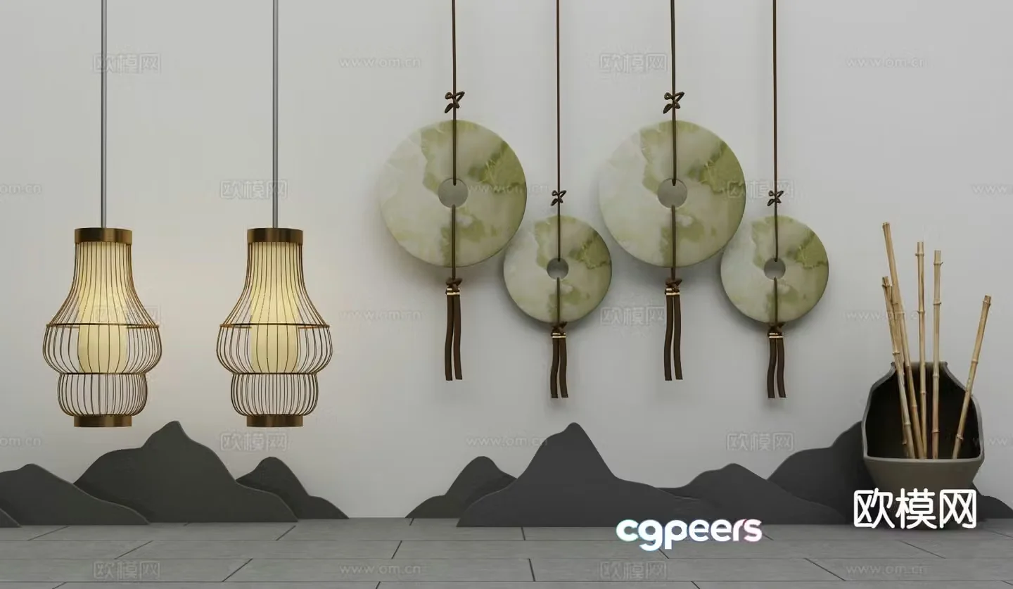 New Chinese style chandelier 3d model
