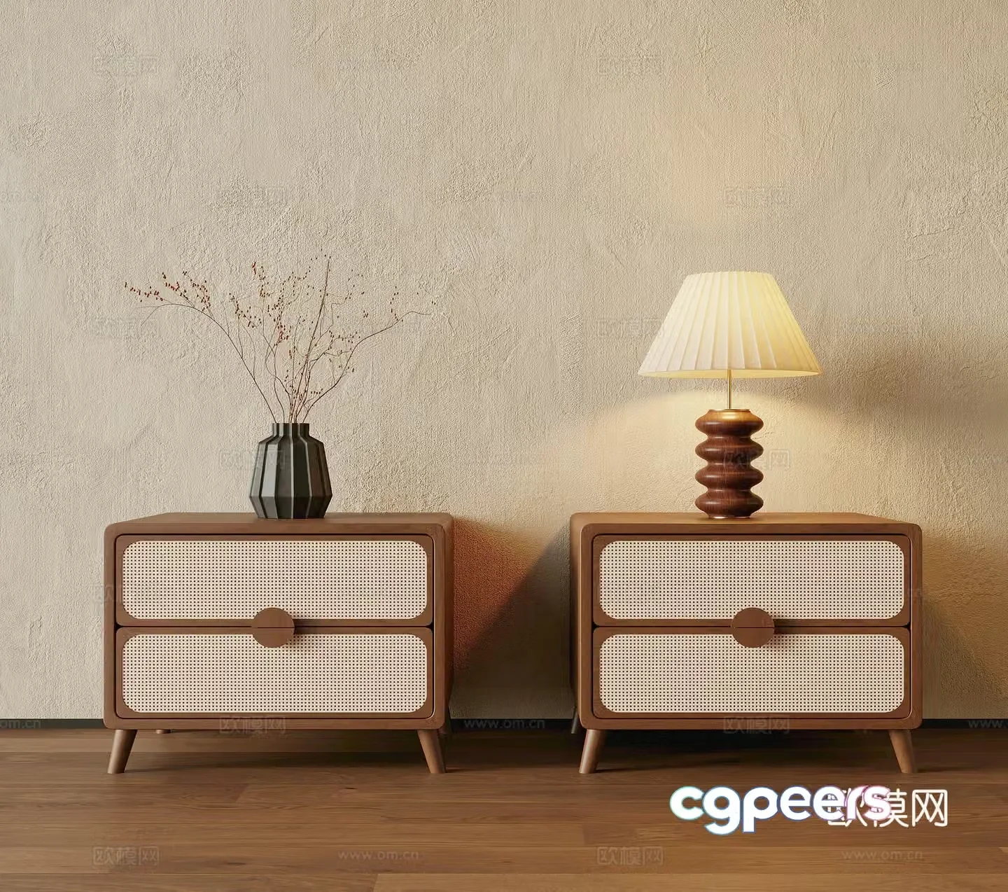 Medium style bedside table 3D model