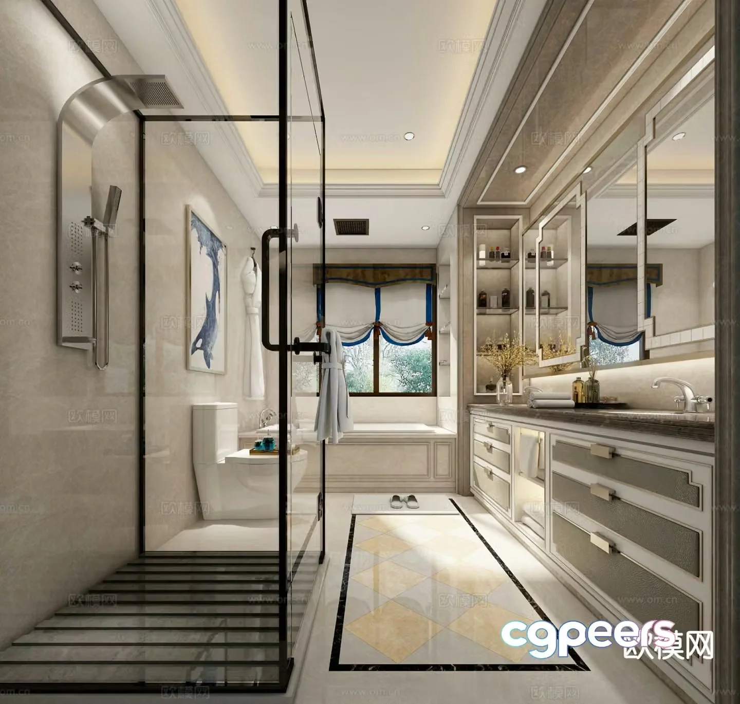 Simple European bathroom bathroom 3d model