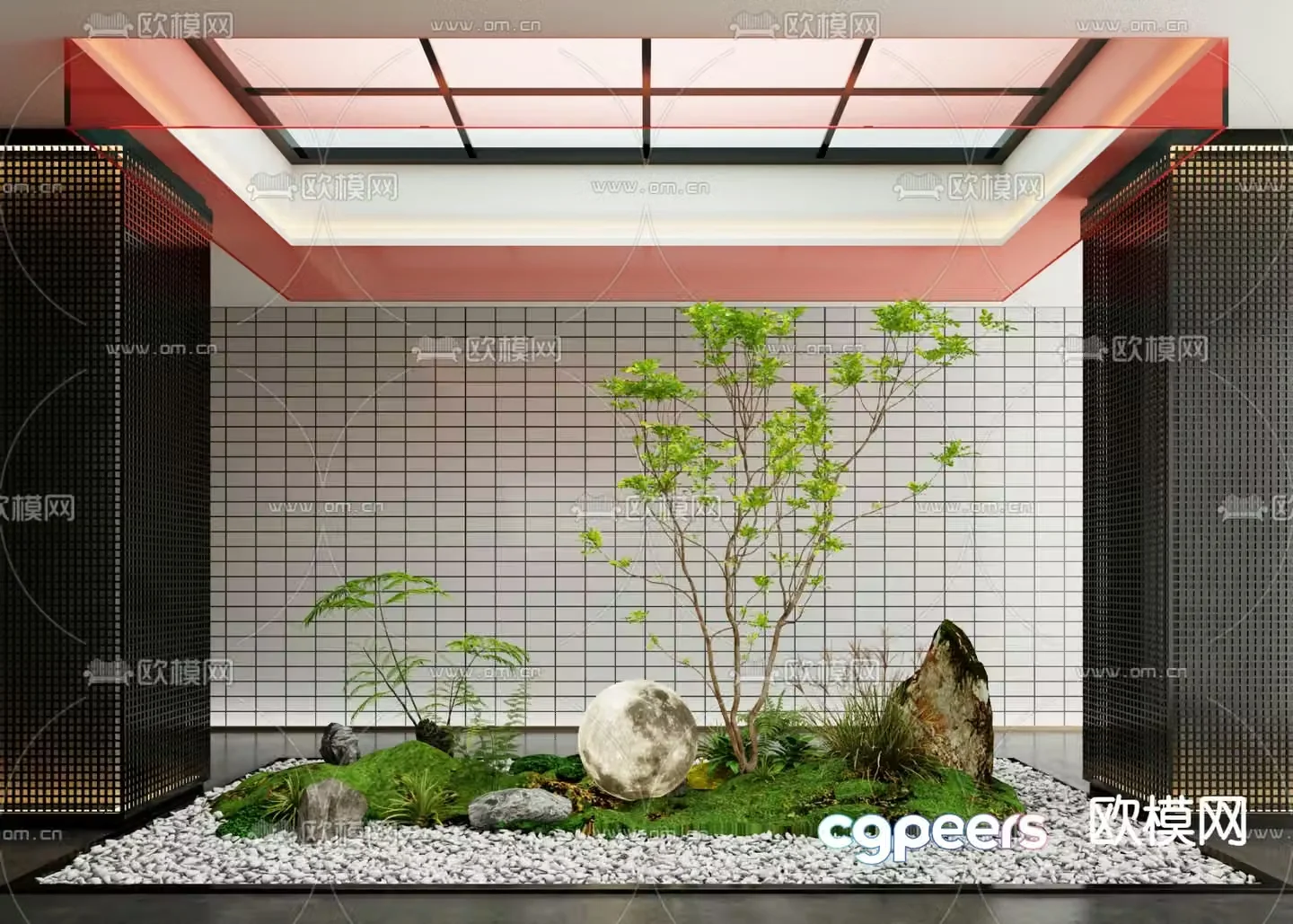 Indoor patio green plant landscaping 3D model