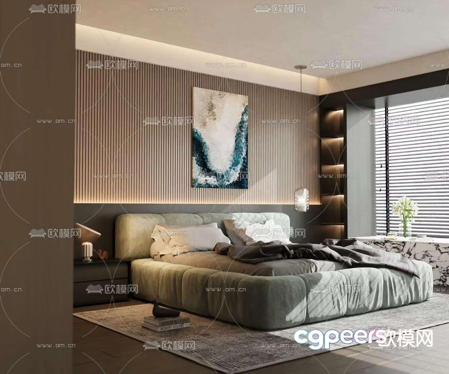 Modern double bed 3d model