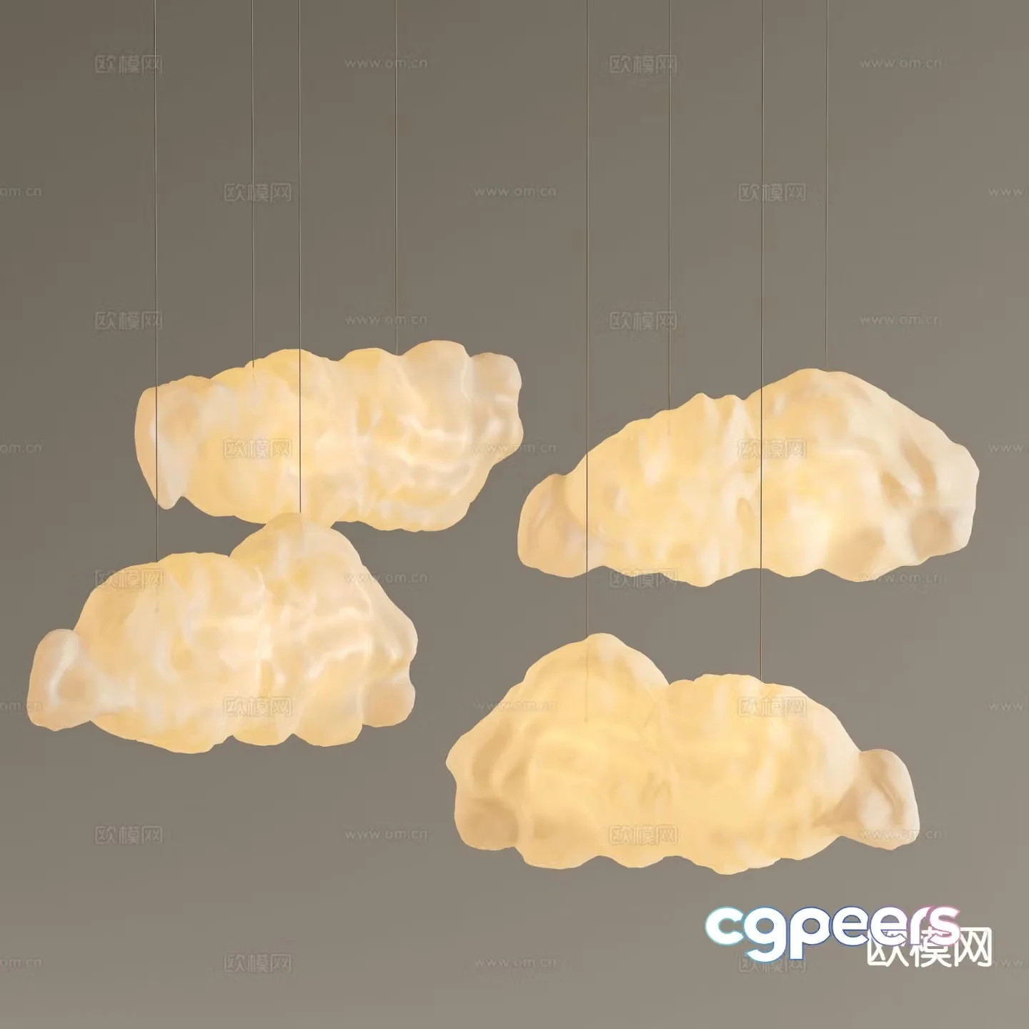 Modern cloud chandelier children’s bedroom chandelier 3d model