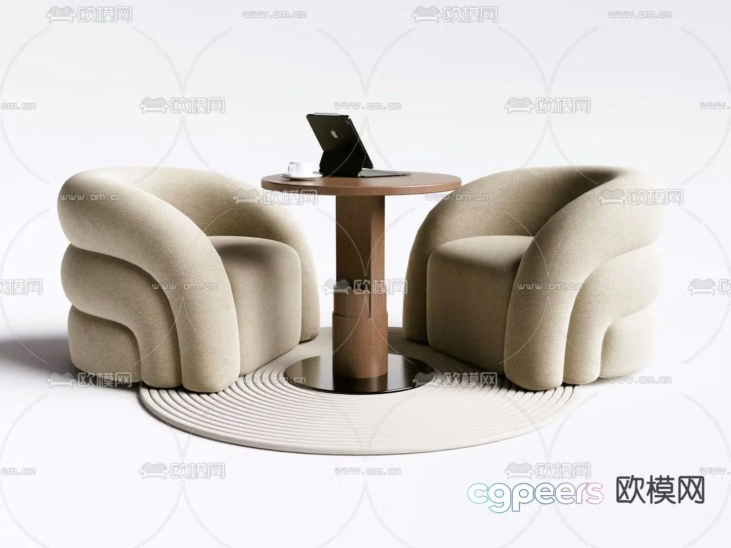 Leisure tables and chairs coffee table 3d model