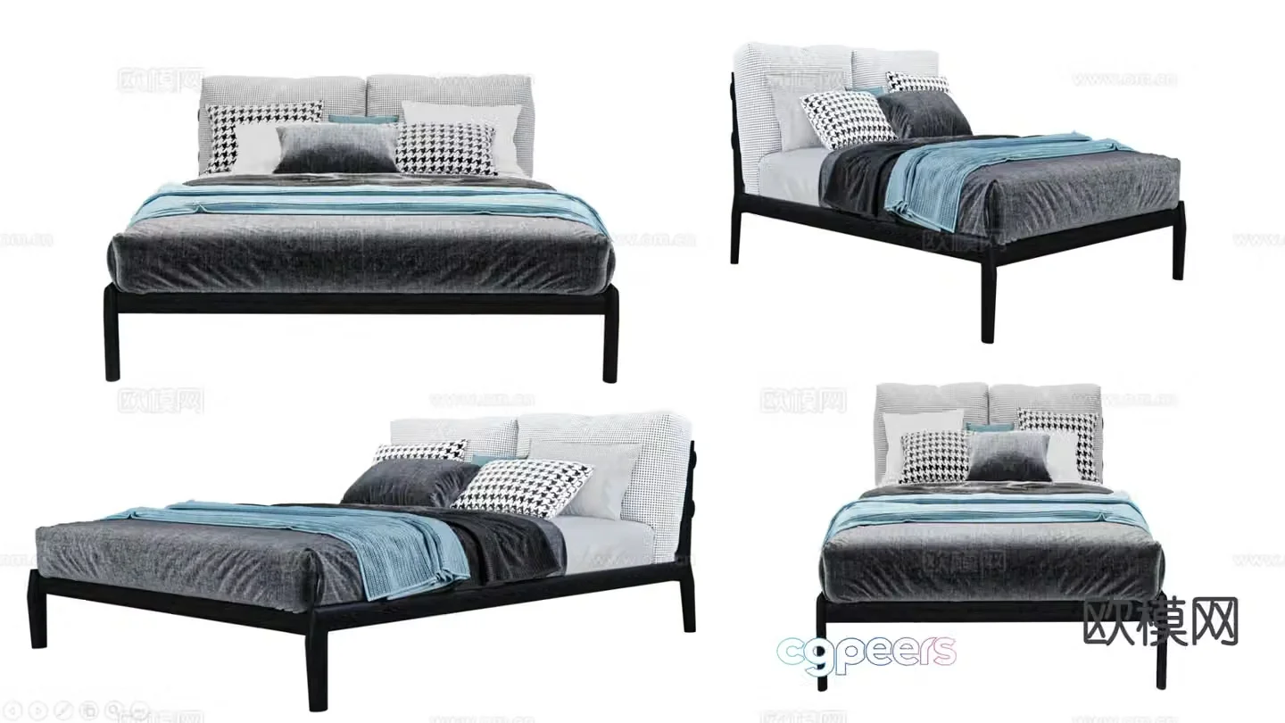 Modern double bed 3d model