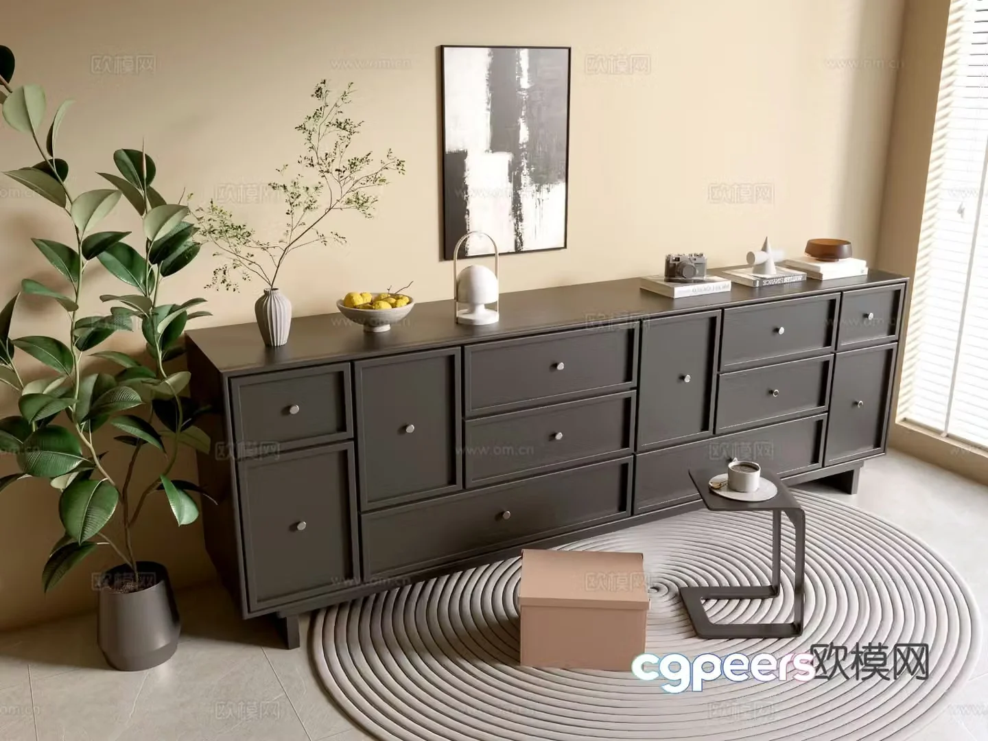 Modern black cabinet side cabinet entrance cabinet 3d model