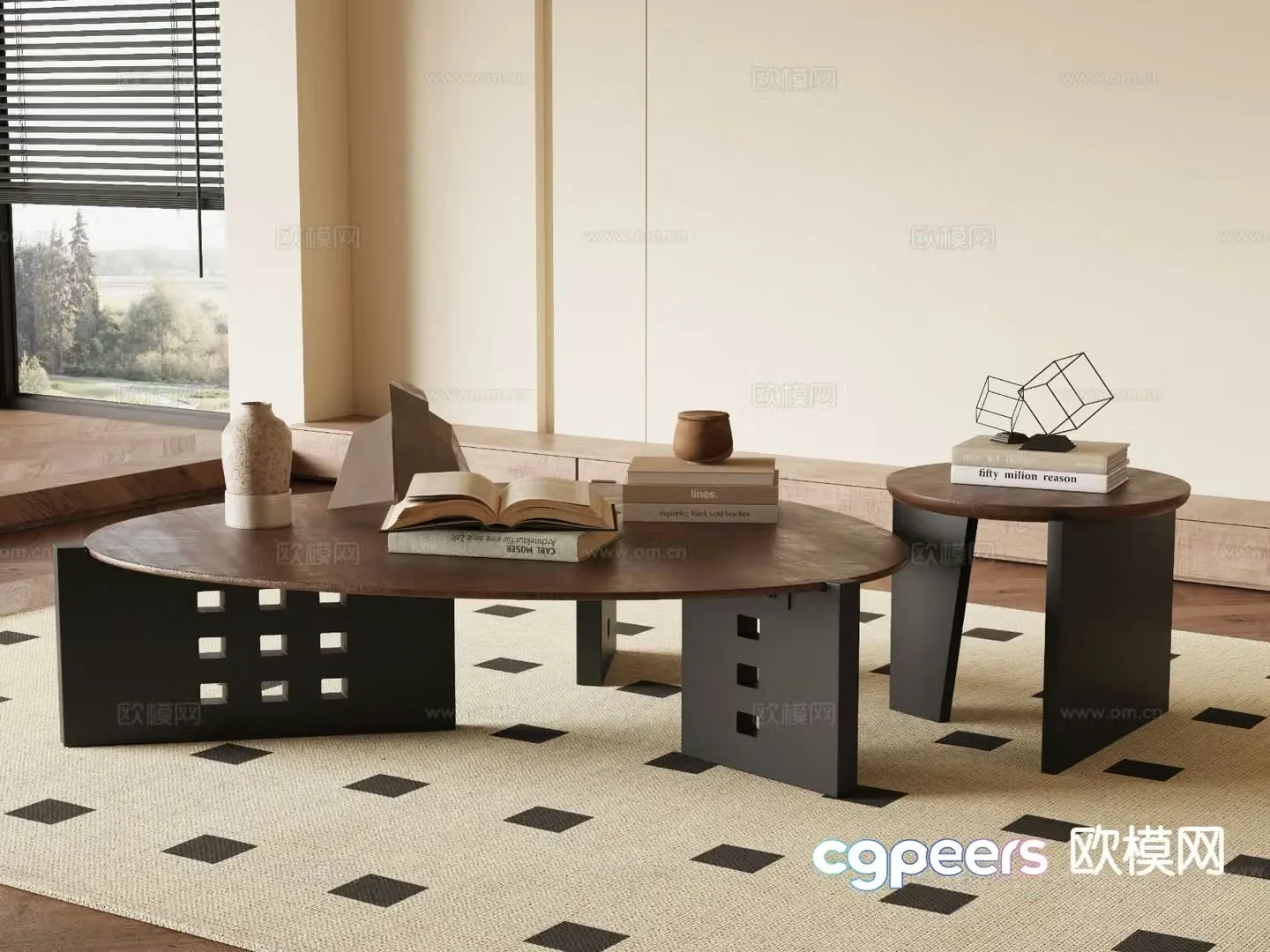 Medieval style coffee table mother-in-law coffee table 3d model