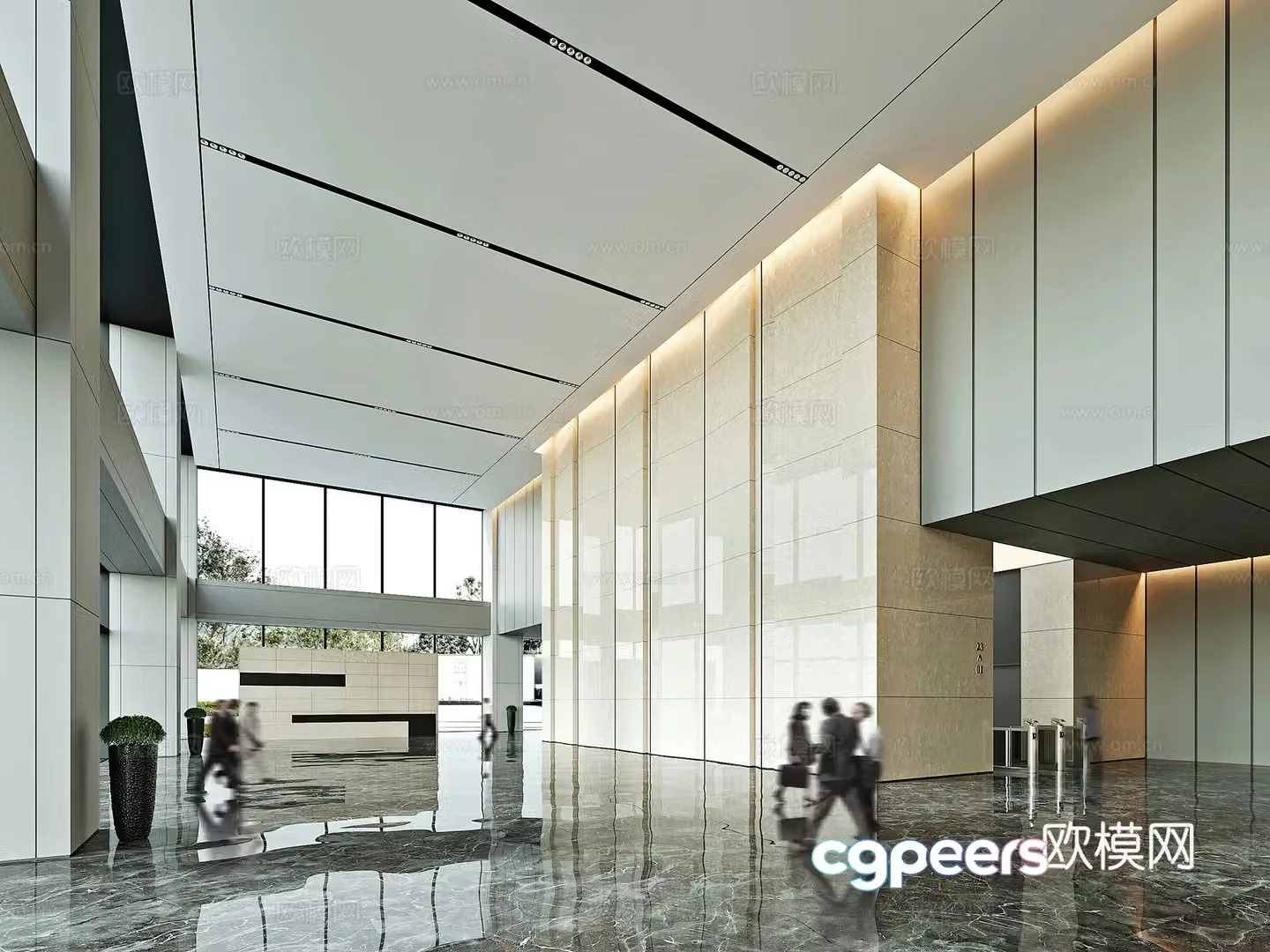Office hall 3d model