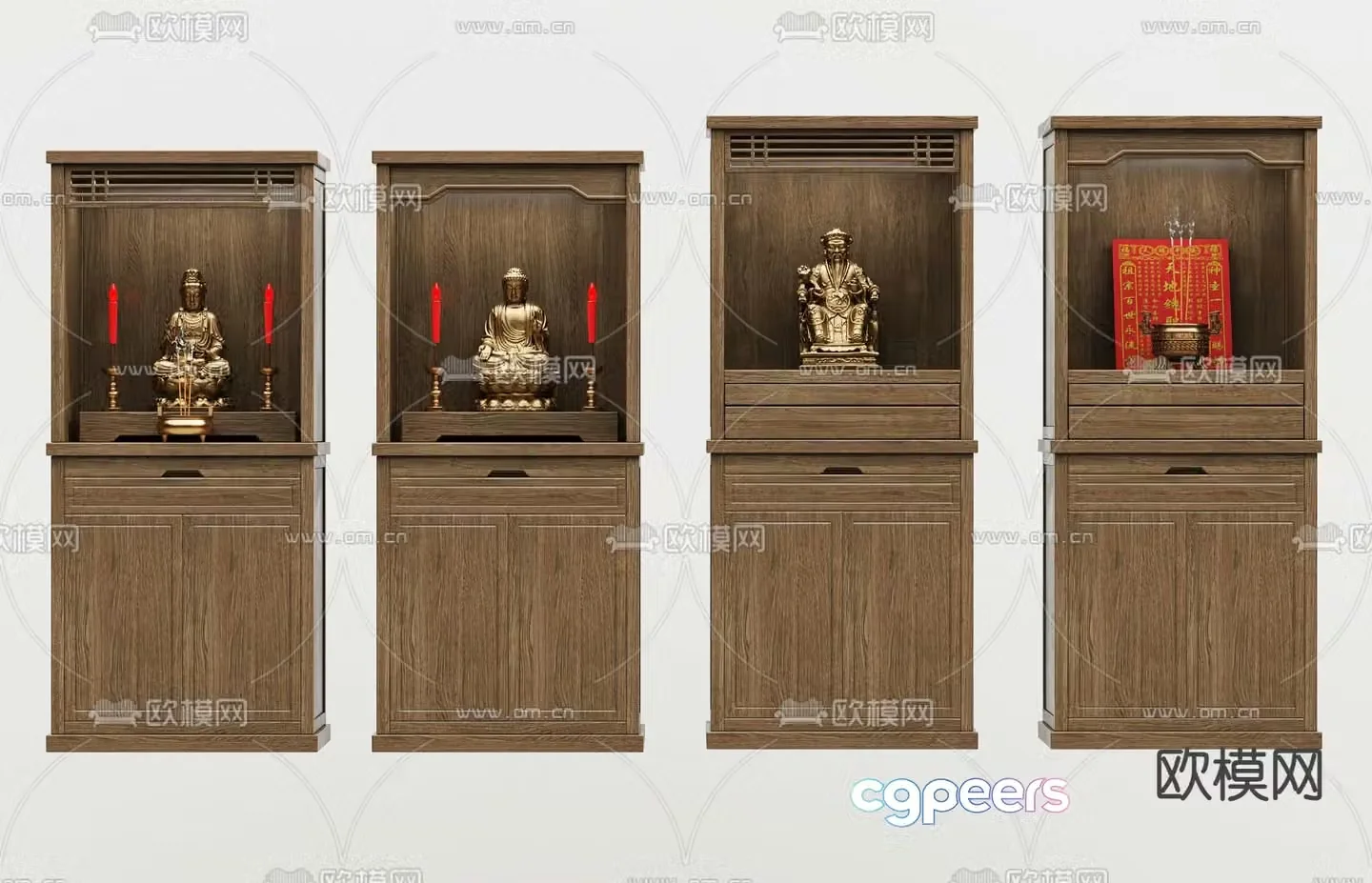 New Chinese style Buddhist niche shrine sacred cabinet 3D model