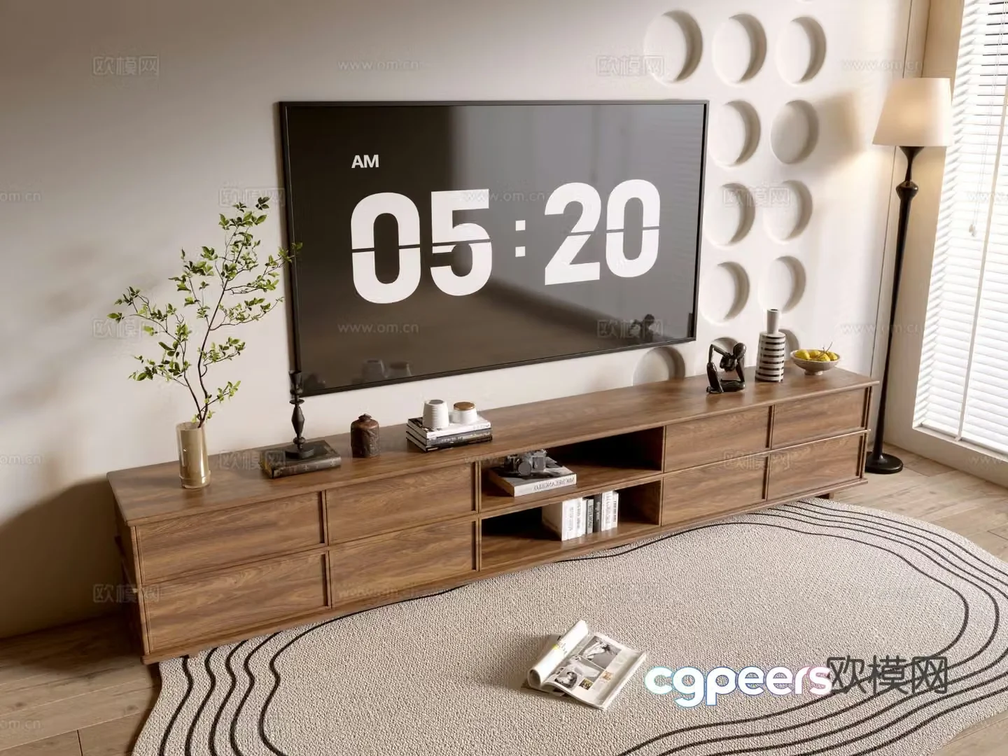 Log style TV cabinet 3D model