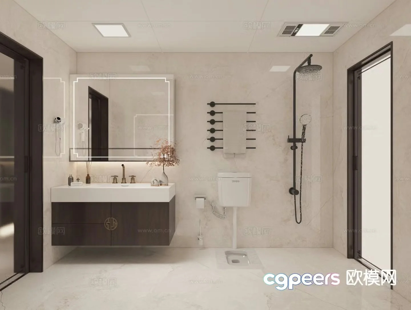 New Chinese style bathroom bathroom 3d model