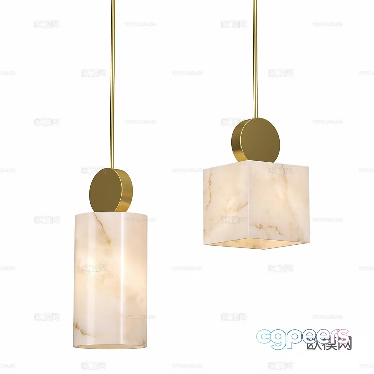 New Chinese style stone decorative chandelier 3D model