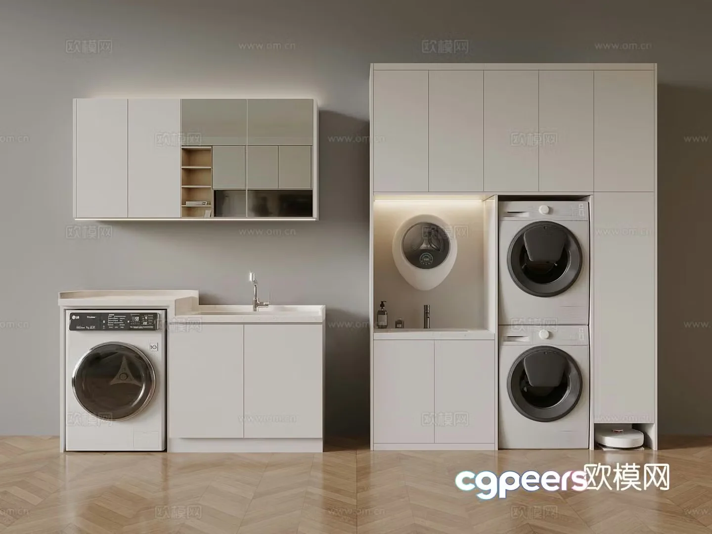 Balcony cabinet washing machine cabinet 3d model