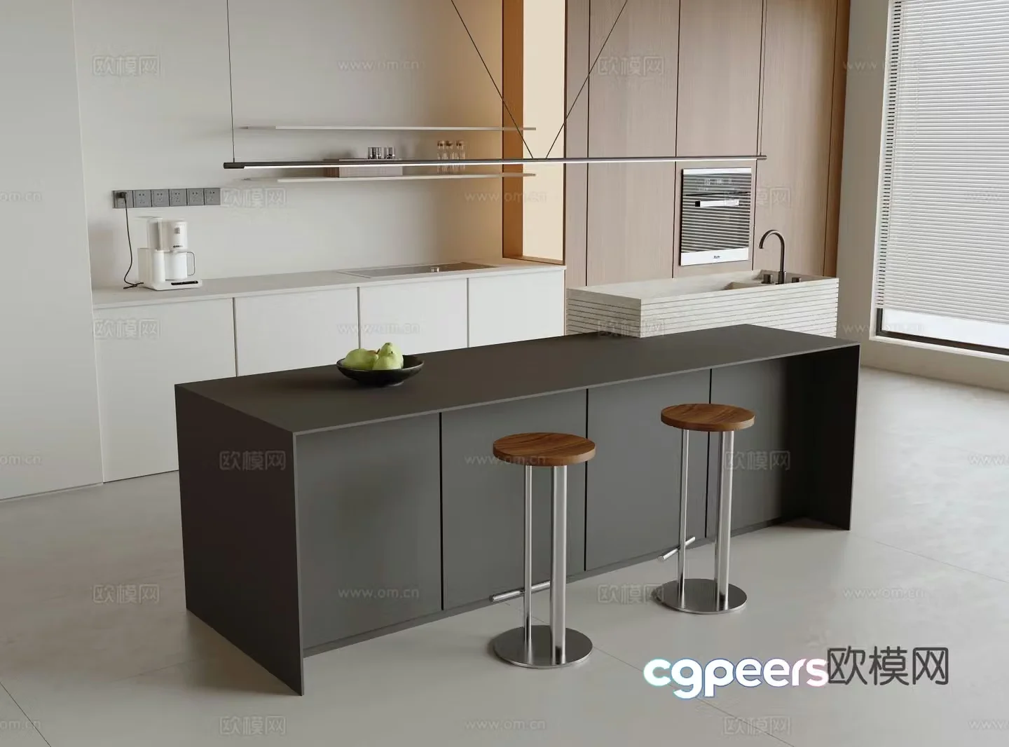 Modern bar island table 3D model