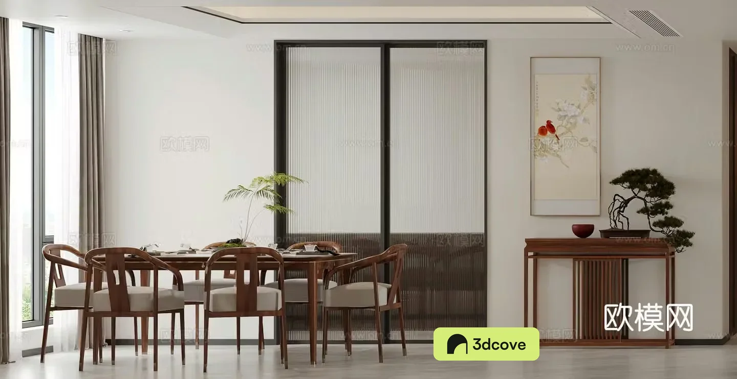 New Chinese restaurant Middle style restaurant Entrance cabinet Entrance wall Entrance view desk Entrance view cabinet 3D model