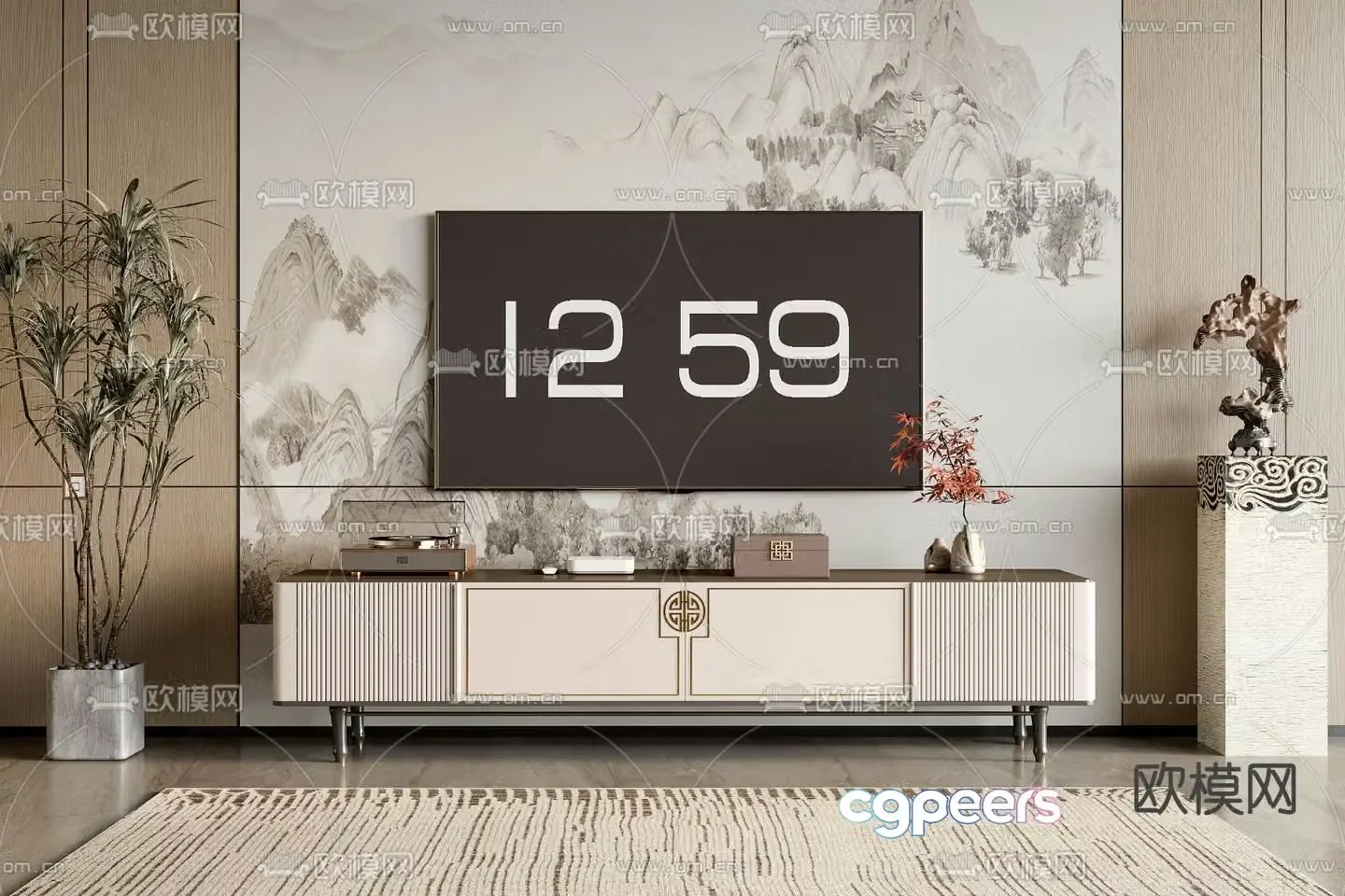 New Chinese style TV cabinet 3d model