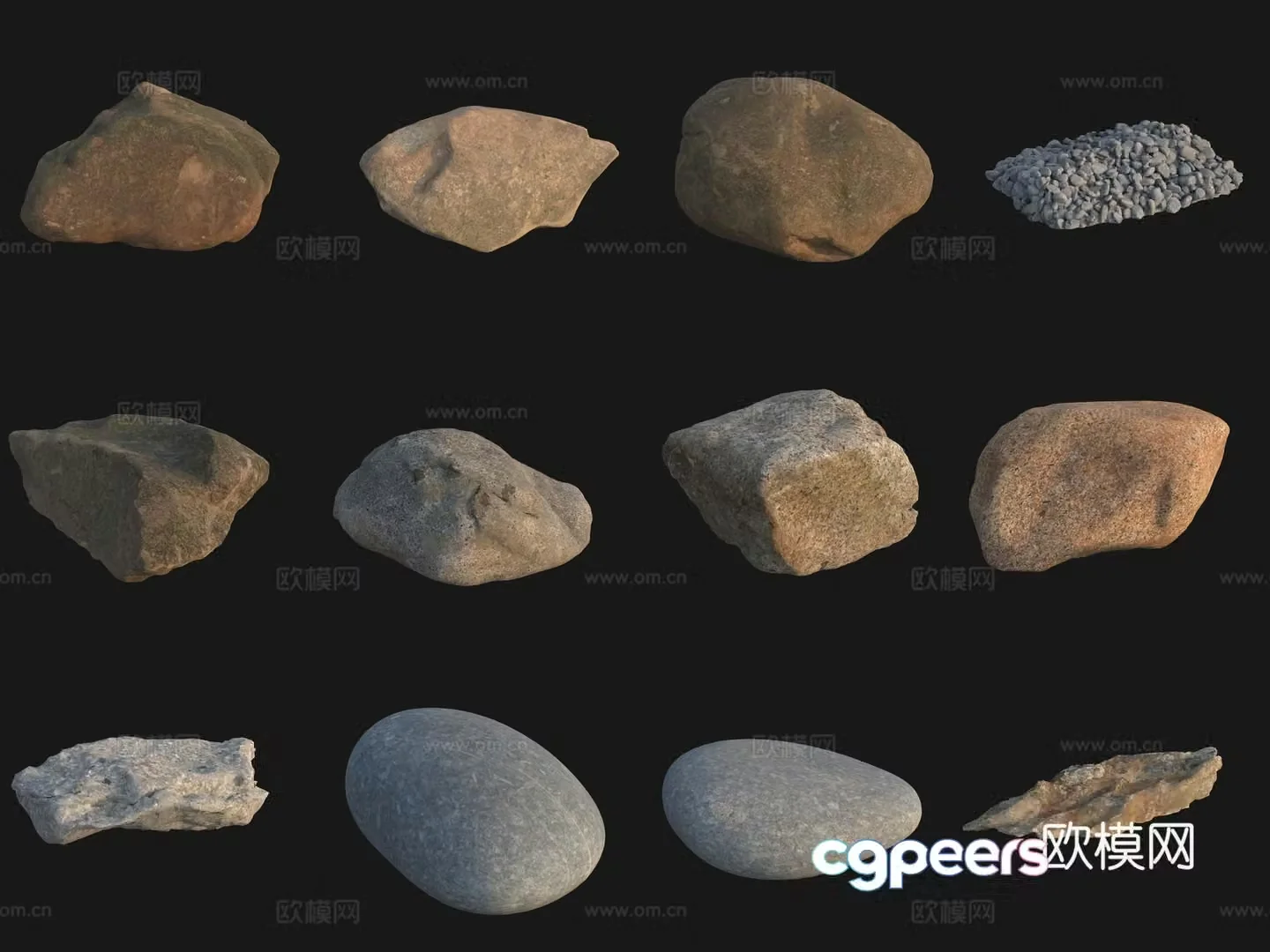 Rock big stone big stone cobblestone stone pile 3d model