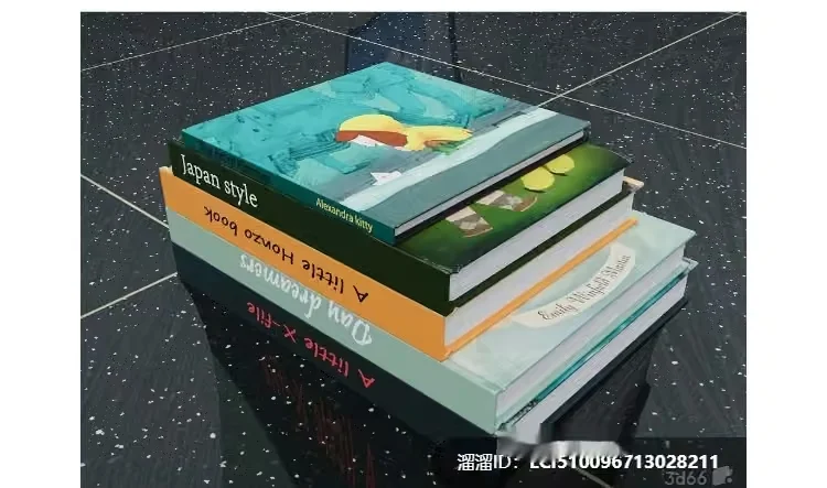 A Stack Of Books 3D Model – 8466 – VRAY Render