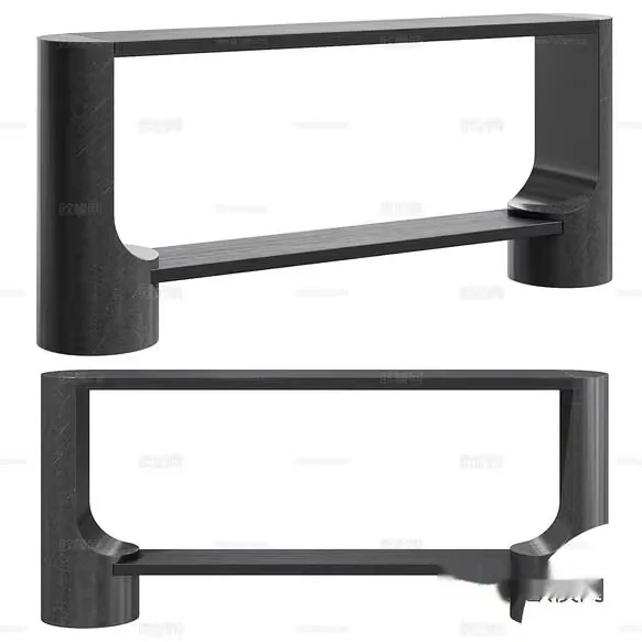 A Gray Console Table With A Shelf 3D Model – 9316 – CORONA Render