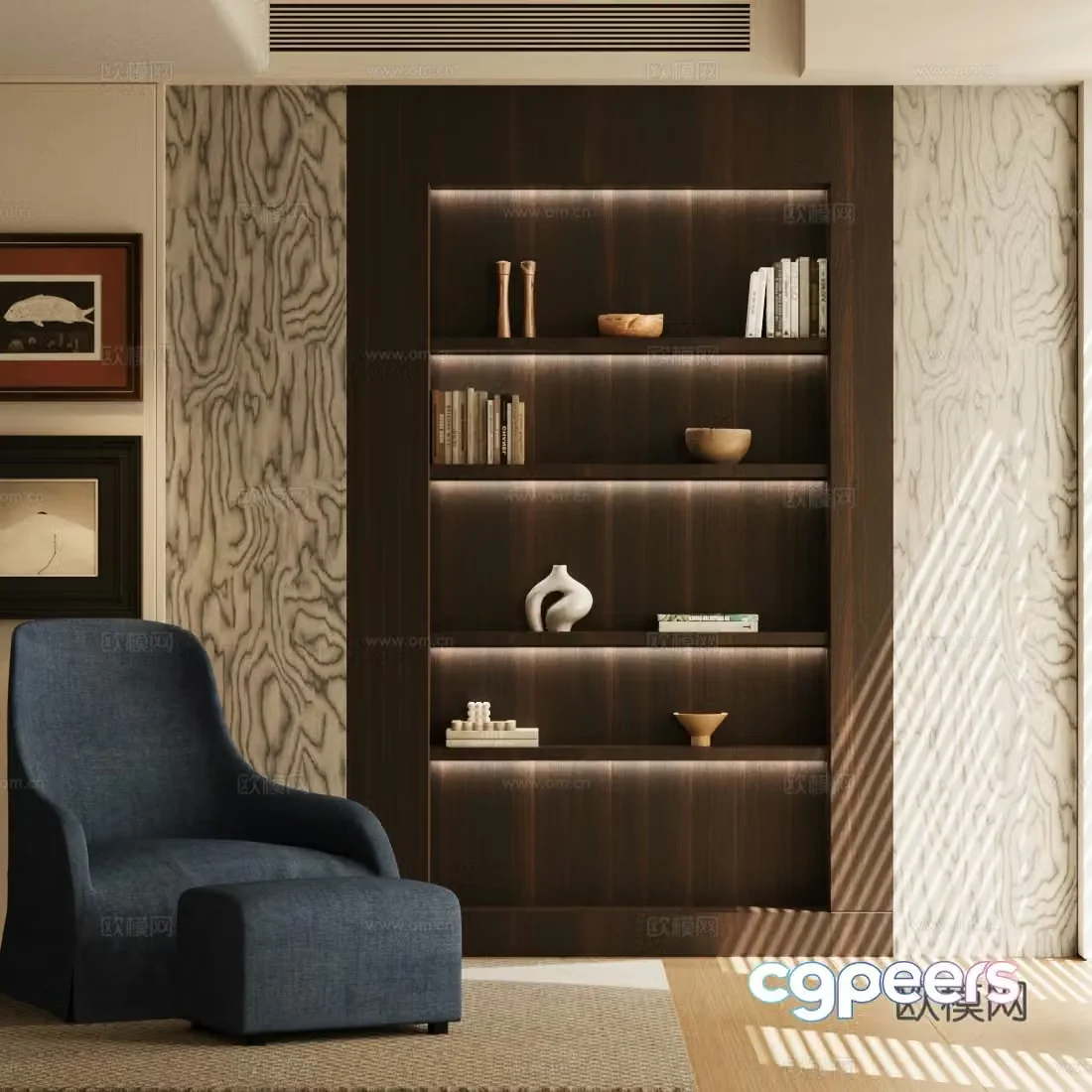 Medium style study living room and study medium style single sofa medium style leisure chair sofa chair 3d model