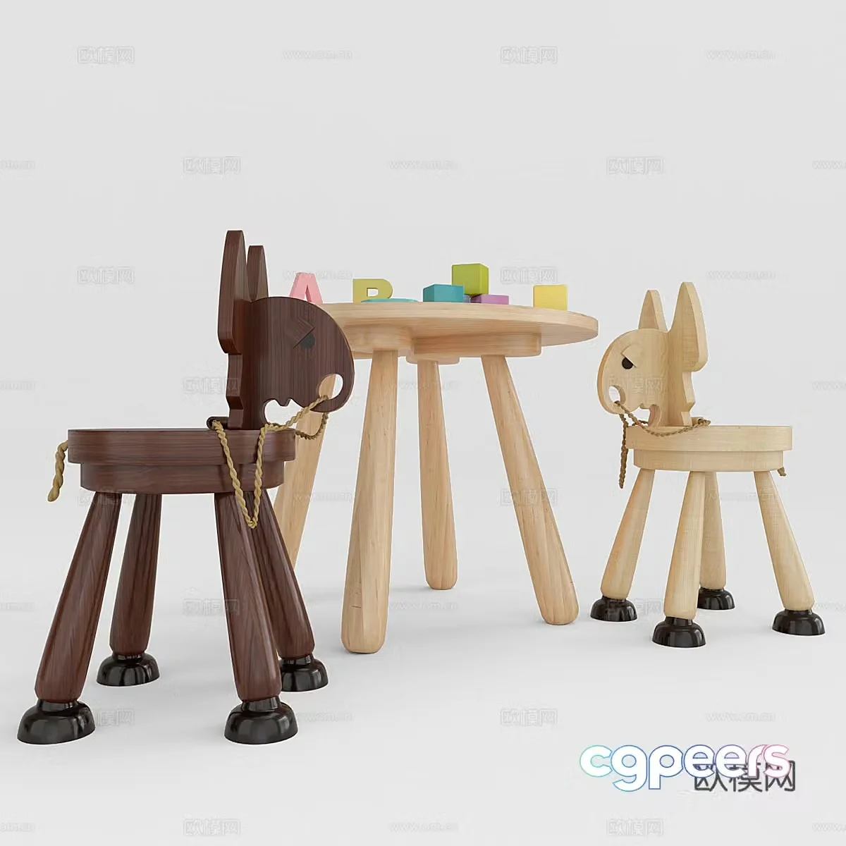 Modern children’s table and chair 3d model