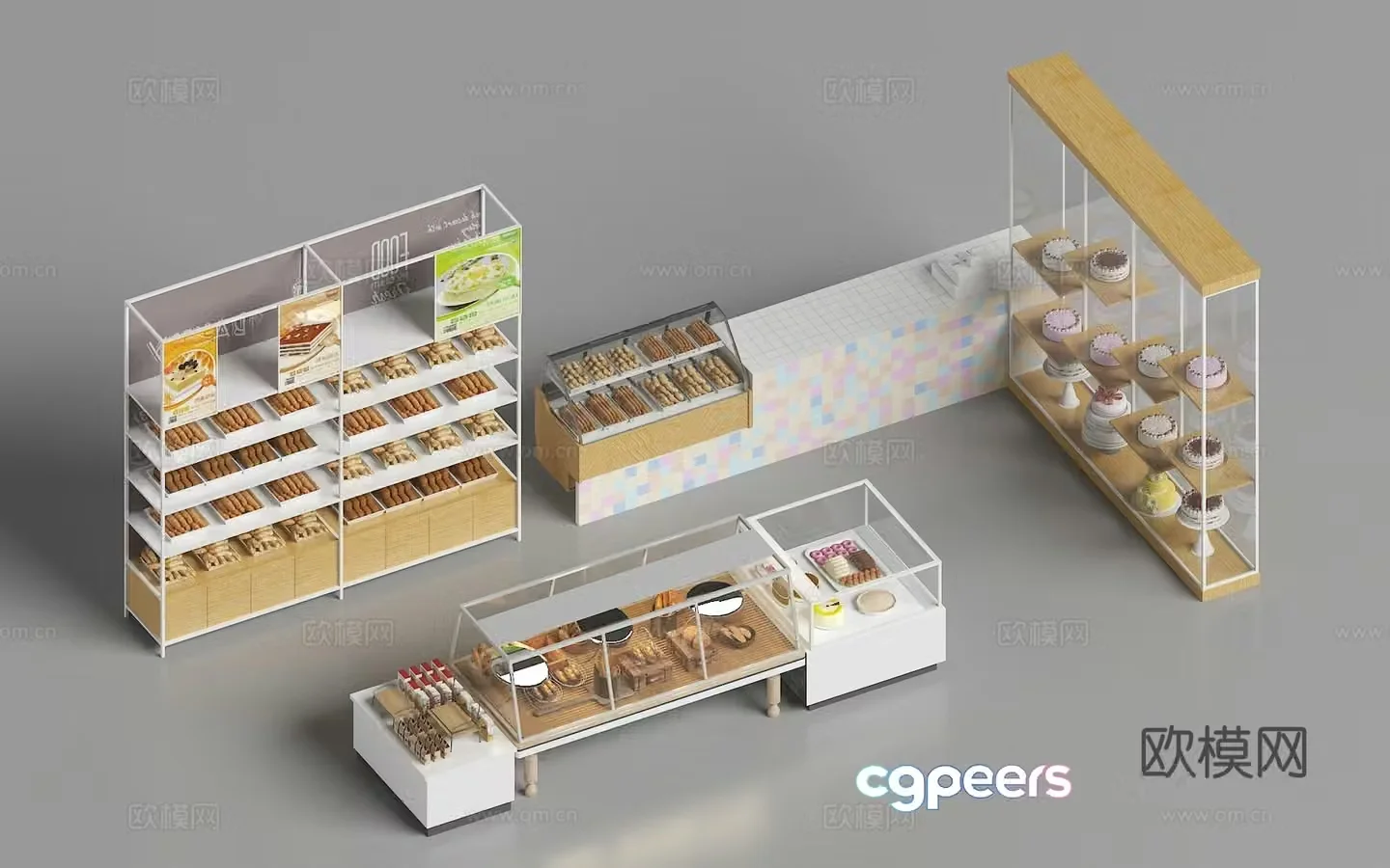 Cake refrigerator bakery equipment cake bread display cabinet 3d model