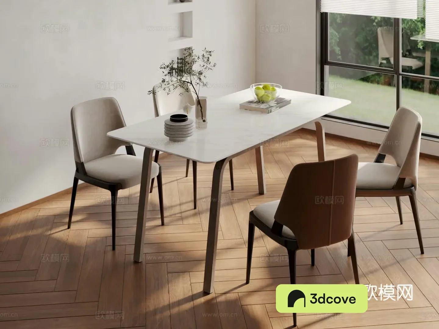 Modern slate dining table and chairs