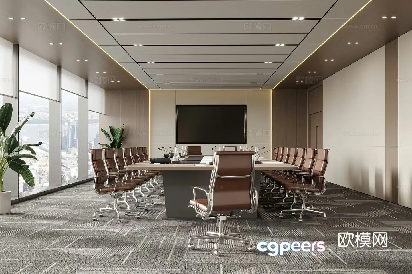 Modern conference room conference table and chair office chair 3d model