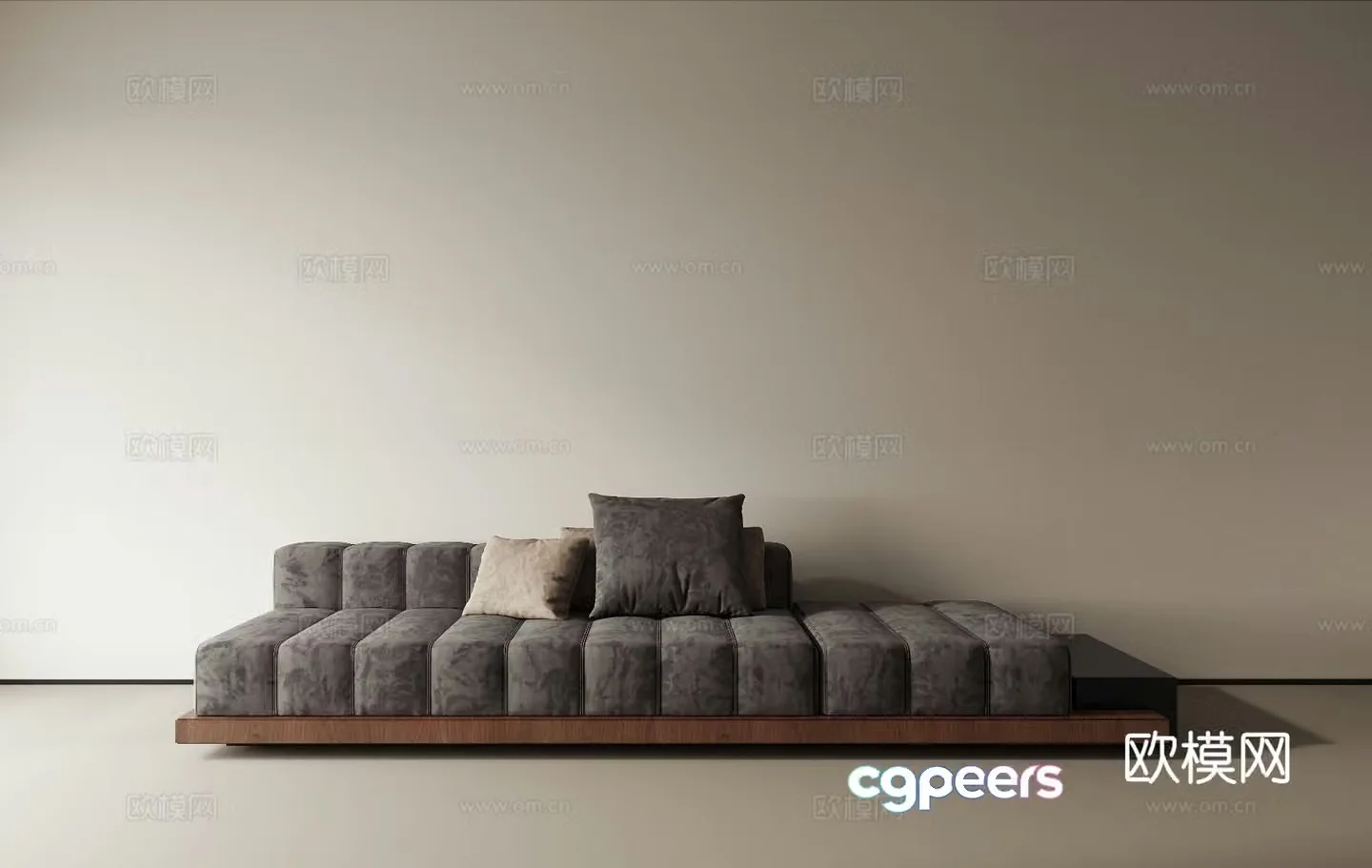 Fabric sofa Multi-person sofa Three-person sofa 3D model