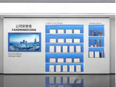 A White Wall With Chinese Characters And Blue Shelves 3D Model – 13792 – VRAY Render